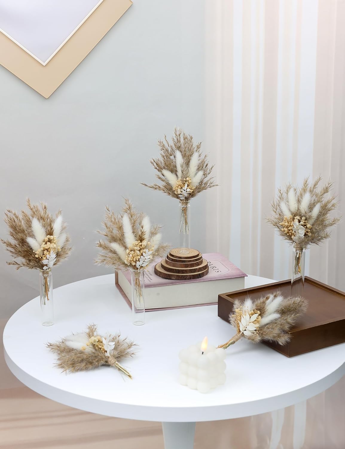 Mini Dried Flower Bouquet Set of 6 Boho Decor