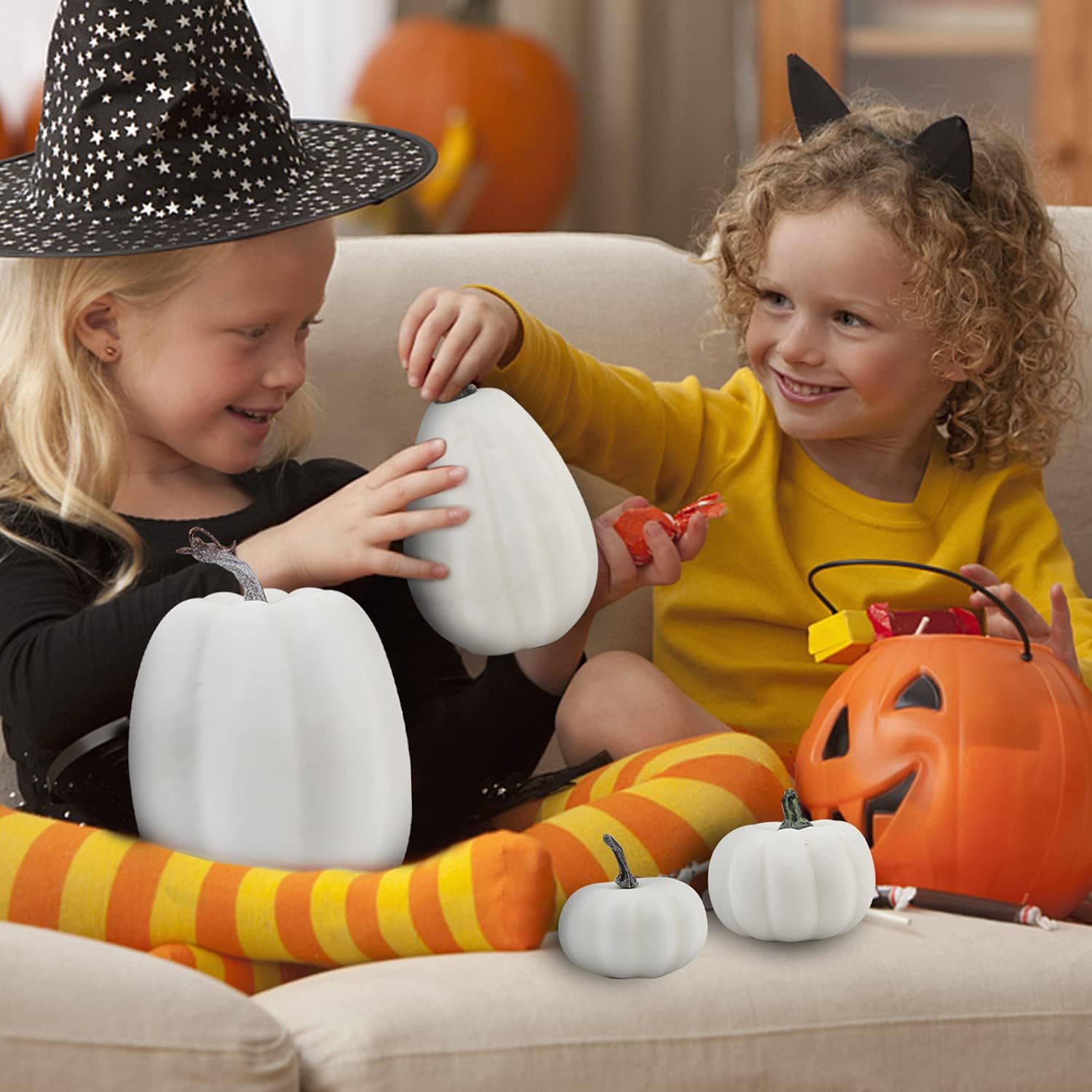 CCINEE 12PCS White Foam Pumpkins for Halloween Decorations