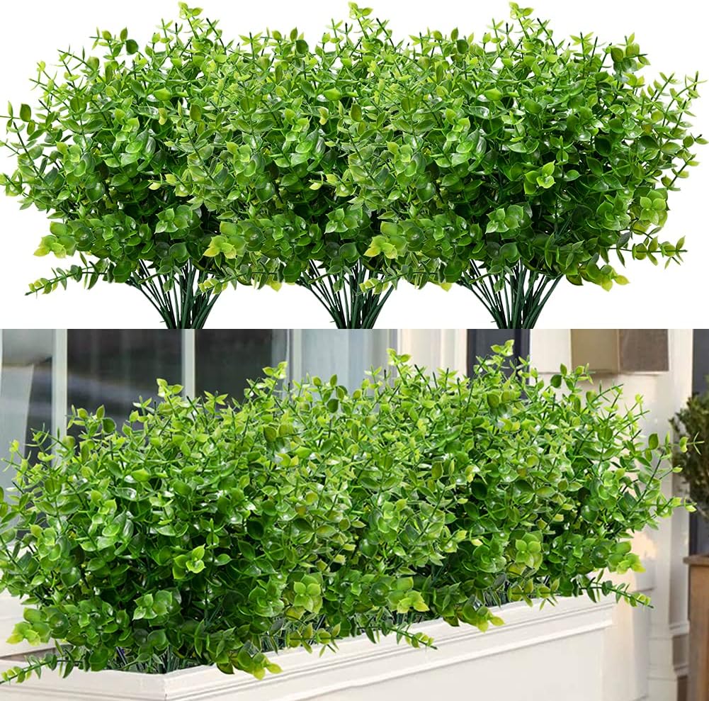 8 Bundles UV Resistant Artificial Boxwood Plants
