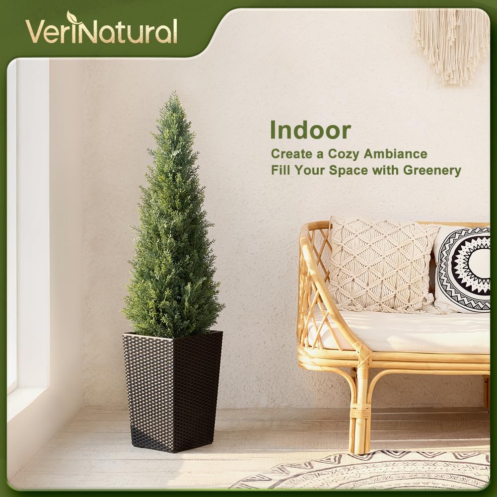 Artificial Cedar Topiary Tree with Black Planter