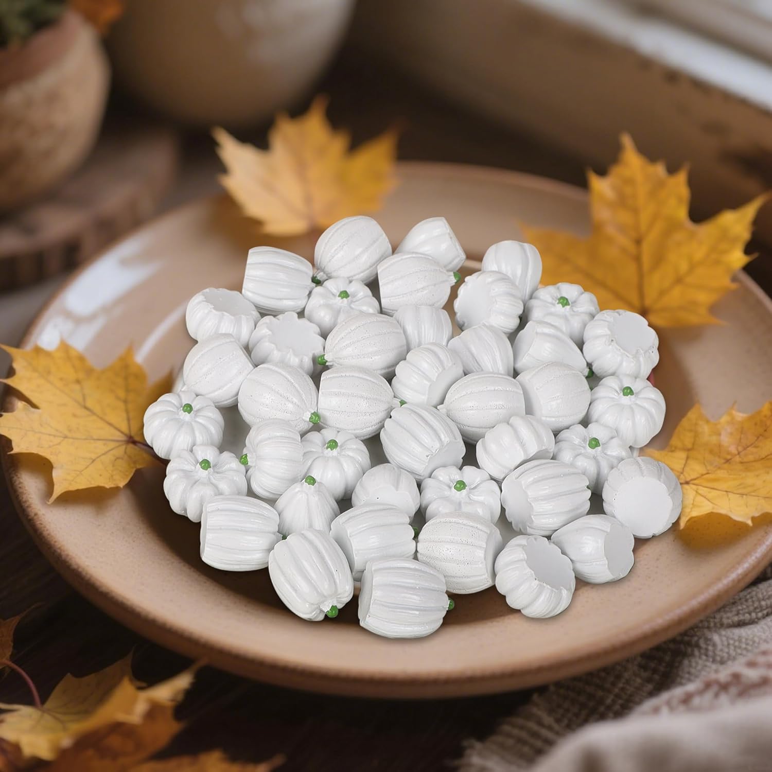 Winemana Mini Pumpkins Fall Decorations 80 Pack White