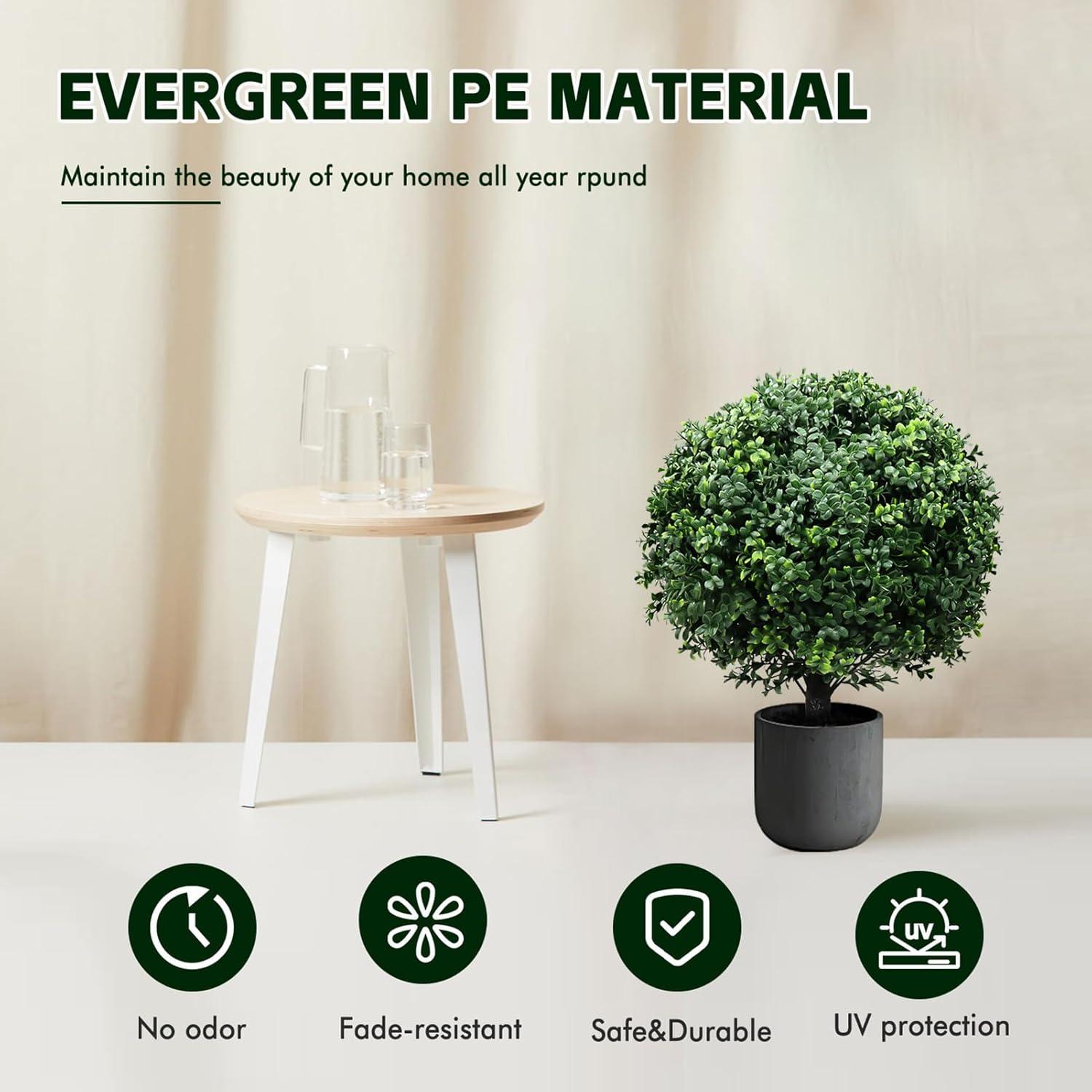 30 Inch Artificial Topiary Boxwood Ball Trees Set of Two