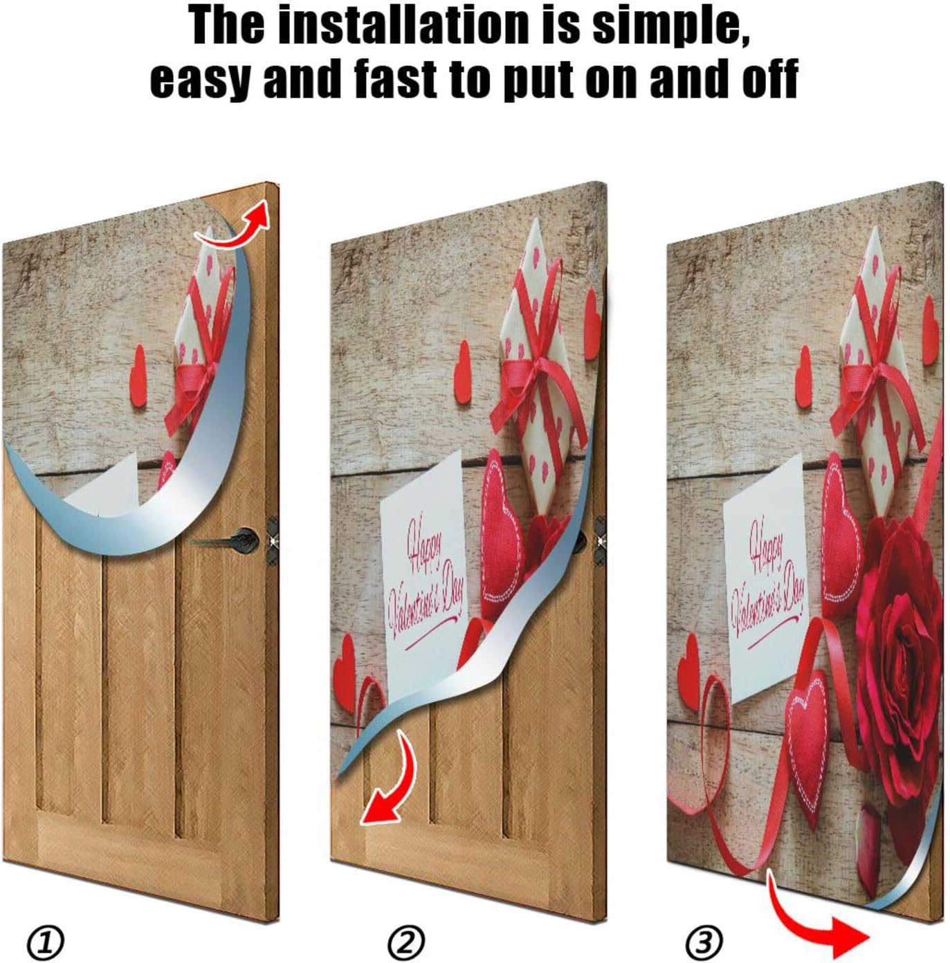 Susiyo Red Hearts Halloween Door Cover 32x79 in