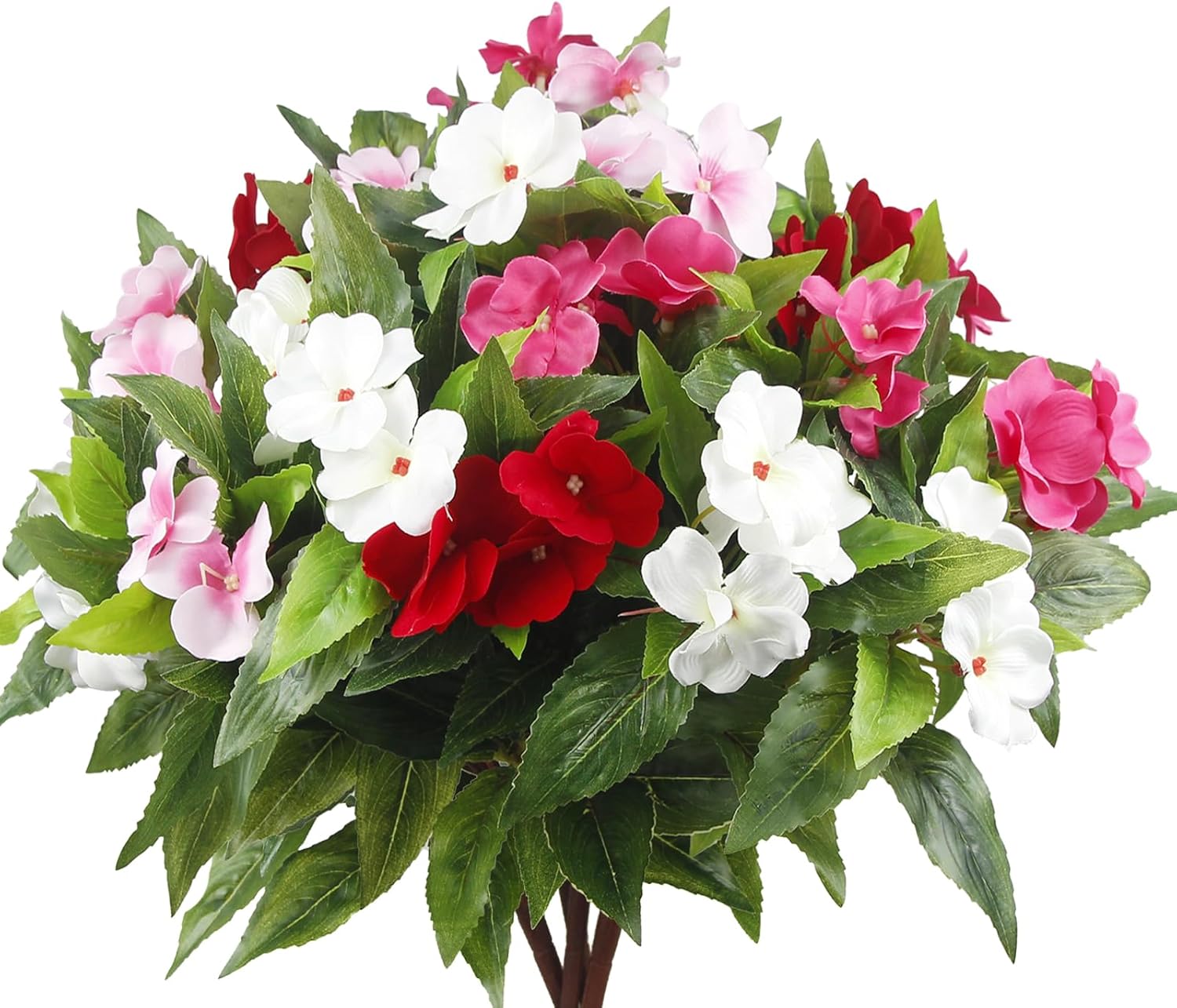 4 Pcs Artificial Impatiens Flowers for Outdoor Decoration
