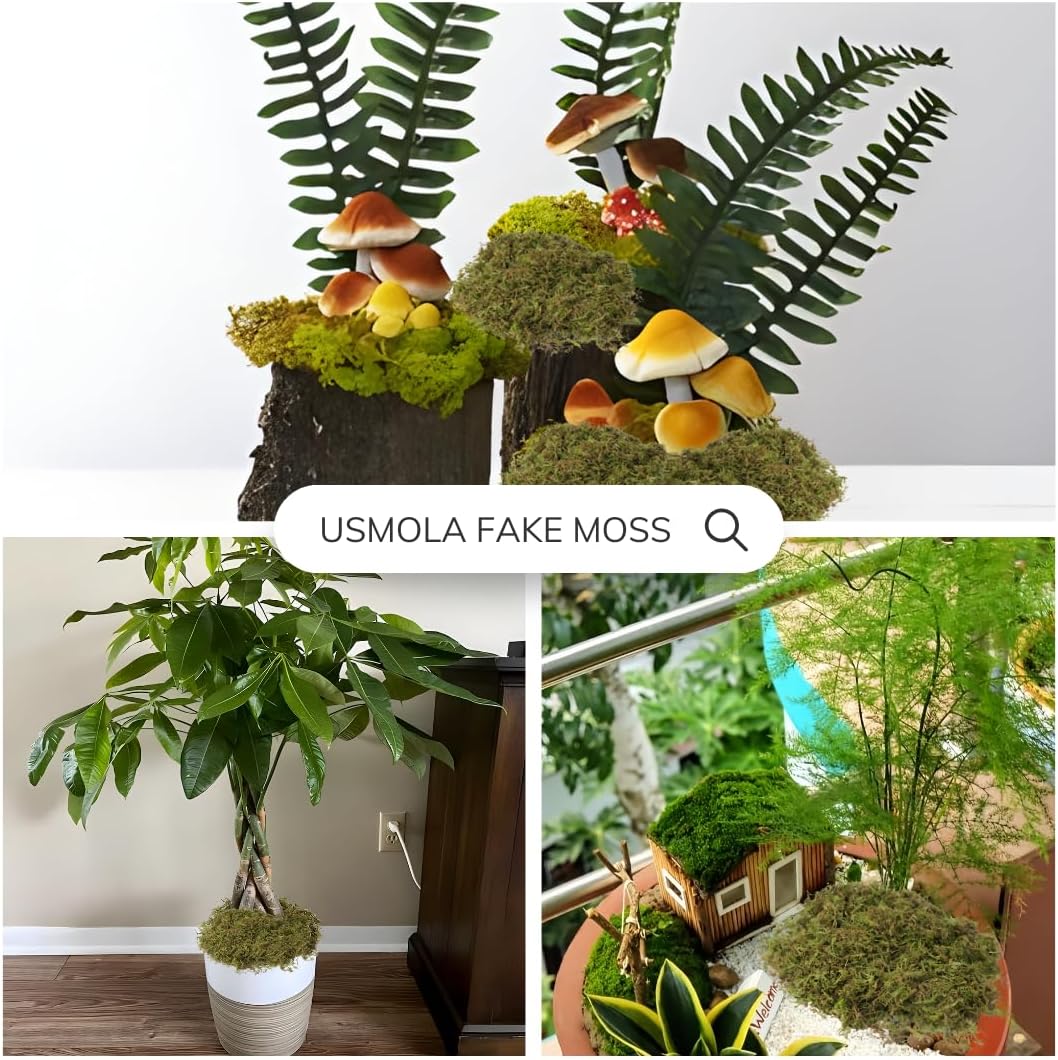 USMOLA Artificial Moss 8 Oz Green Moss for Decor