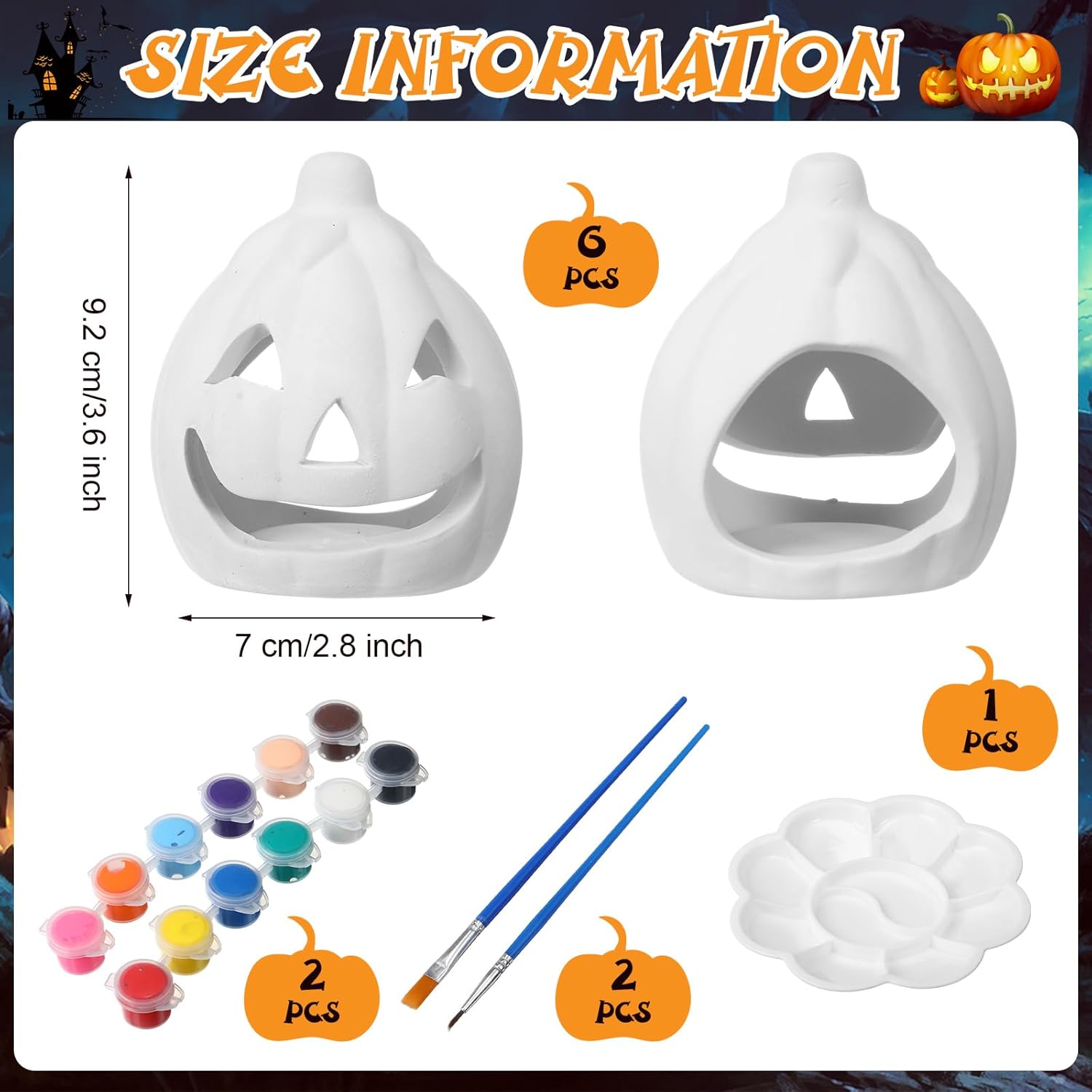 Cinnvoice Paint Your Own Ceramic Pumpkin Craft Kit 6 pcs