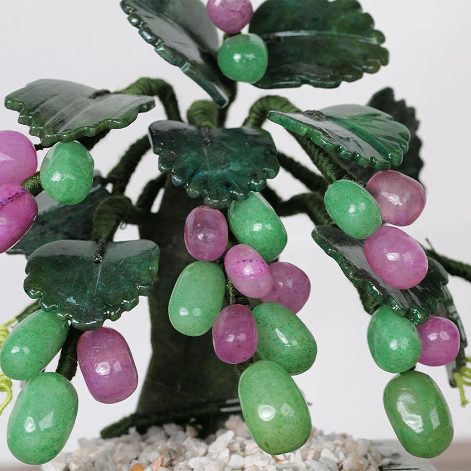 Artificial Bonsai Tree Tabletop Decor with Jade Carving