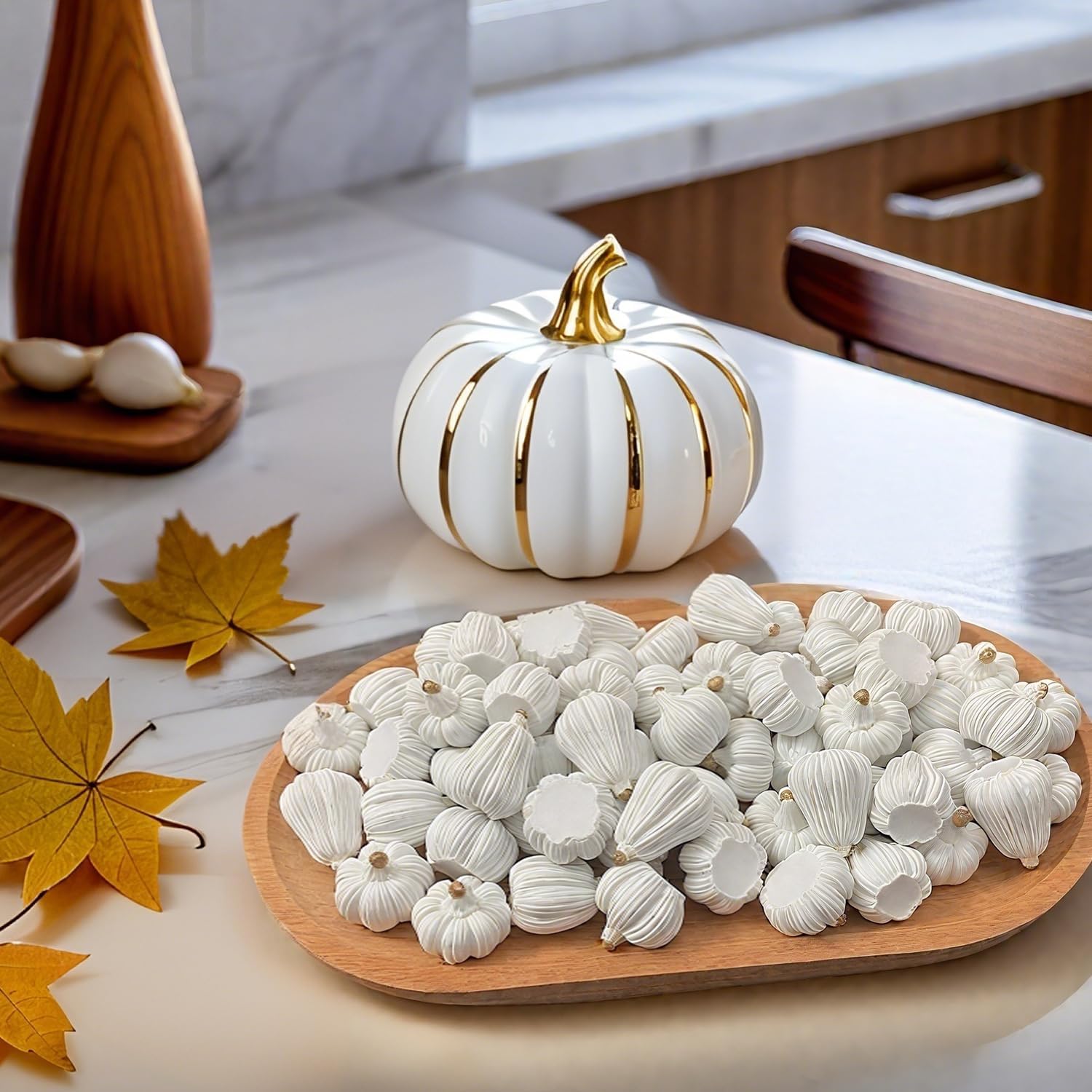 FESTGLOX 100Pcs Mini Resin Pumpkins for Fall Decor