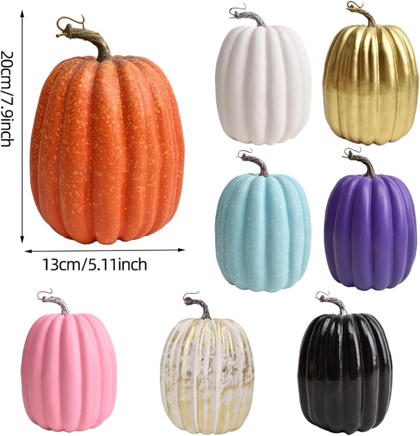 8 Inch Large Plastic Pumpkins for Fall Decor