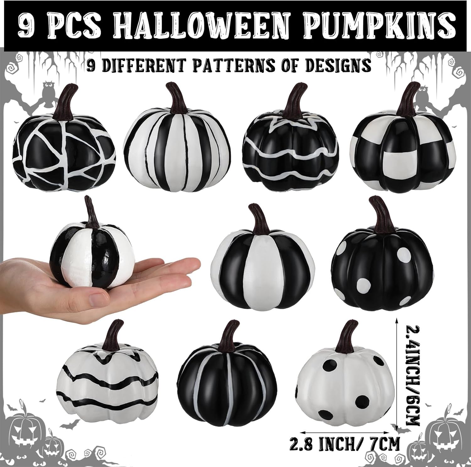 Leinuosen 9 Pcs Halloween Mini Pumpkin Decorations