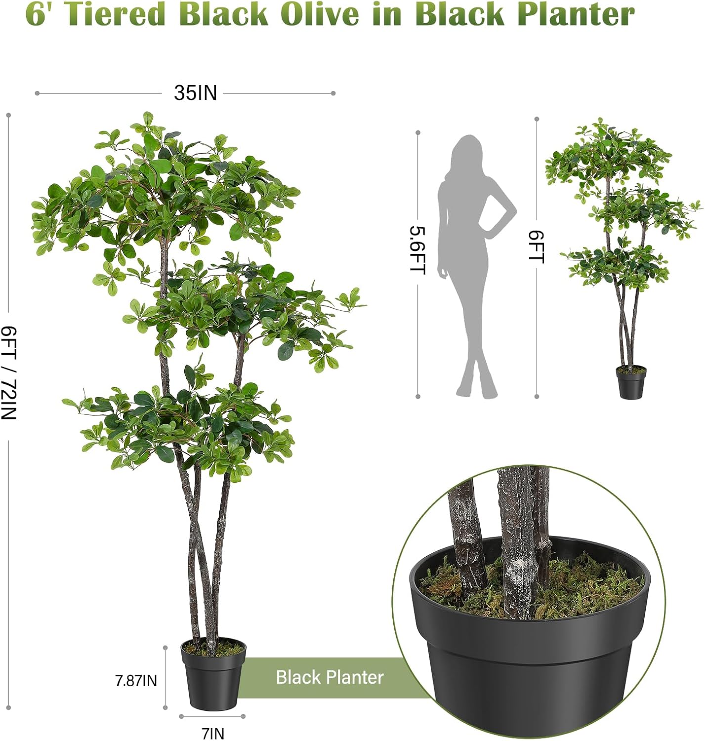 GarveeHome Artificial Black Olive Tree with LED Lights
