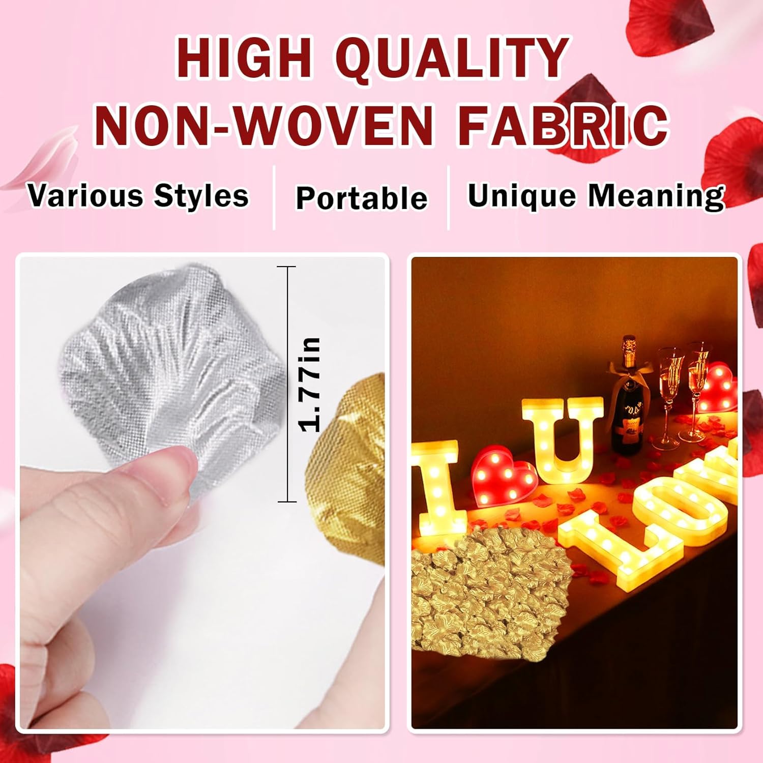 1000PCS Silver Silk Rose Petals for Valentine Wedding Decorations