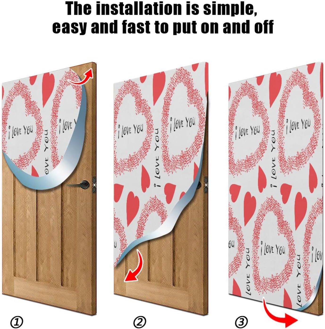 Susiyo Plush Red Heart Halloween Door Cover 32x79 In