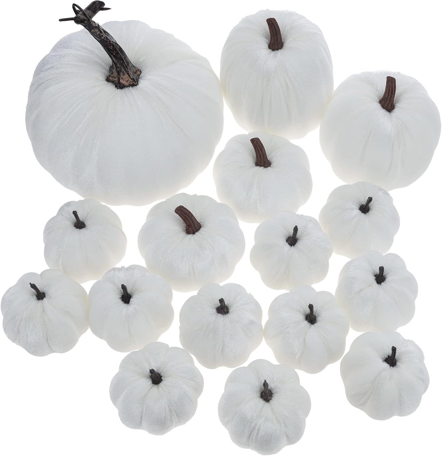 Woration Artificial Pumpkin Set 16pcs Velvet Fabric Fall Decor
