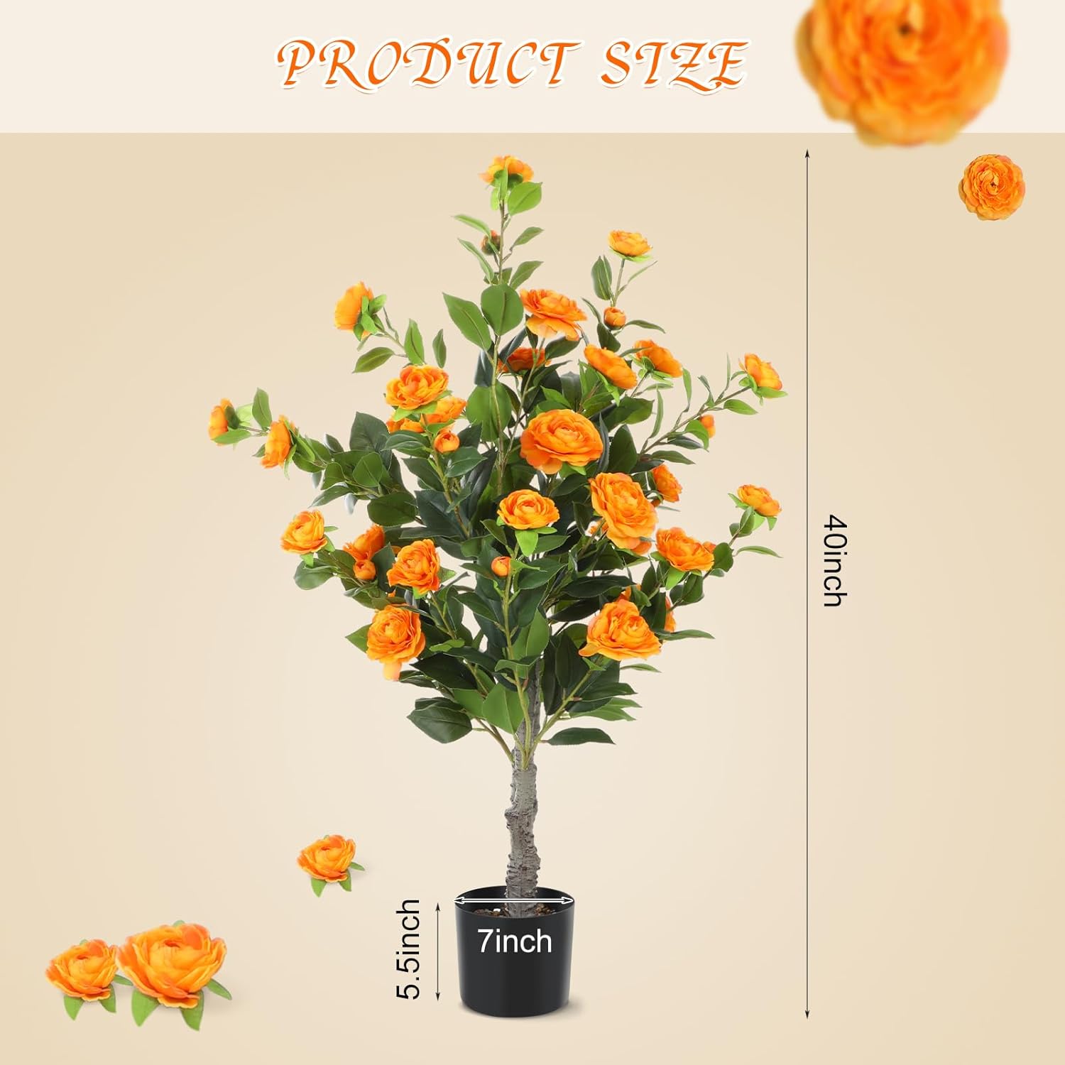 Jexine 2 Pack 40 In Artificial Camellia Tree with Flowers