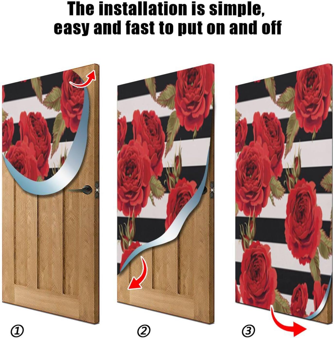 Susiyo Halloween Roses Black Stripes Door Cover