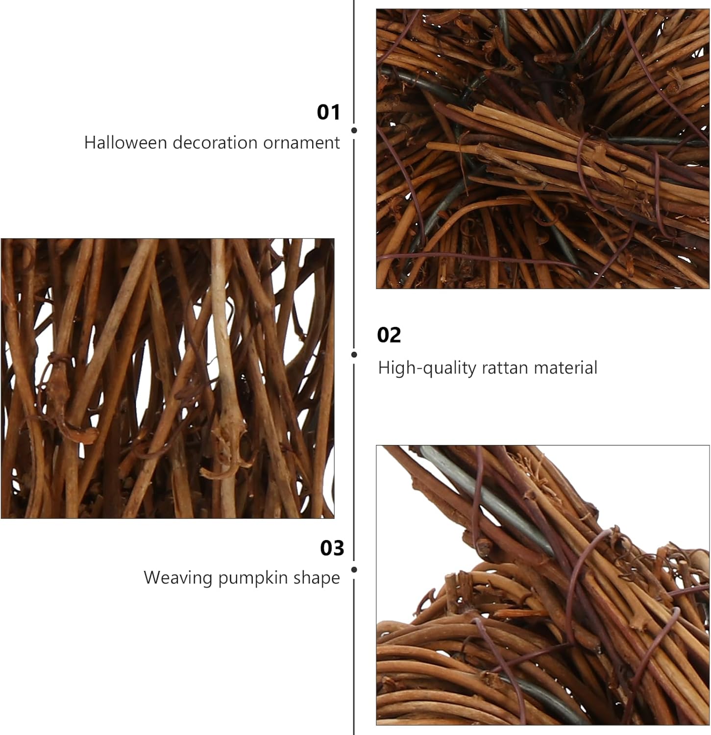 Artificial Rattan Pumpkin Decor 15cm for Halloween Fall