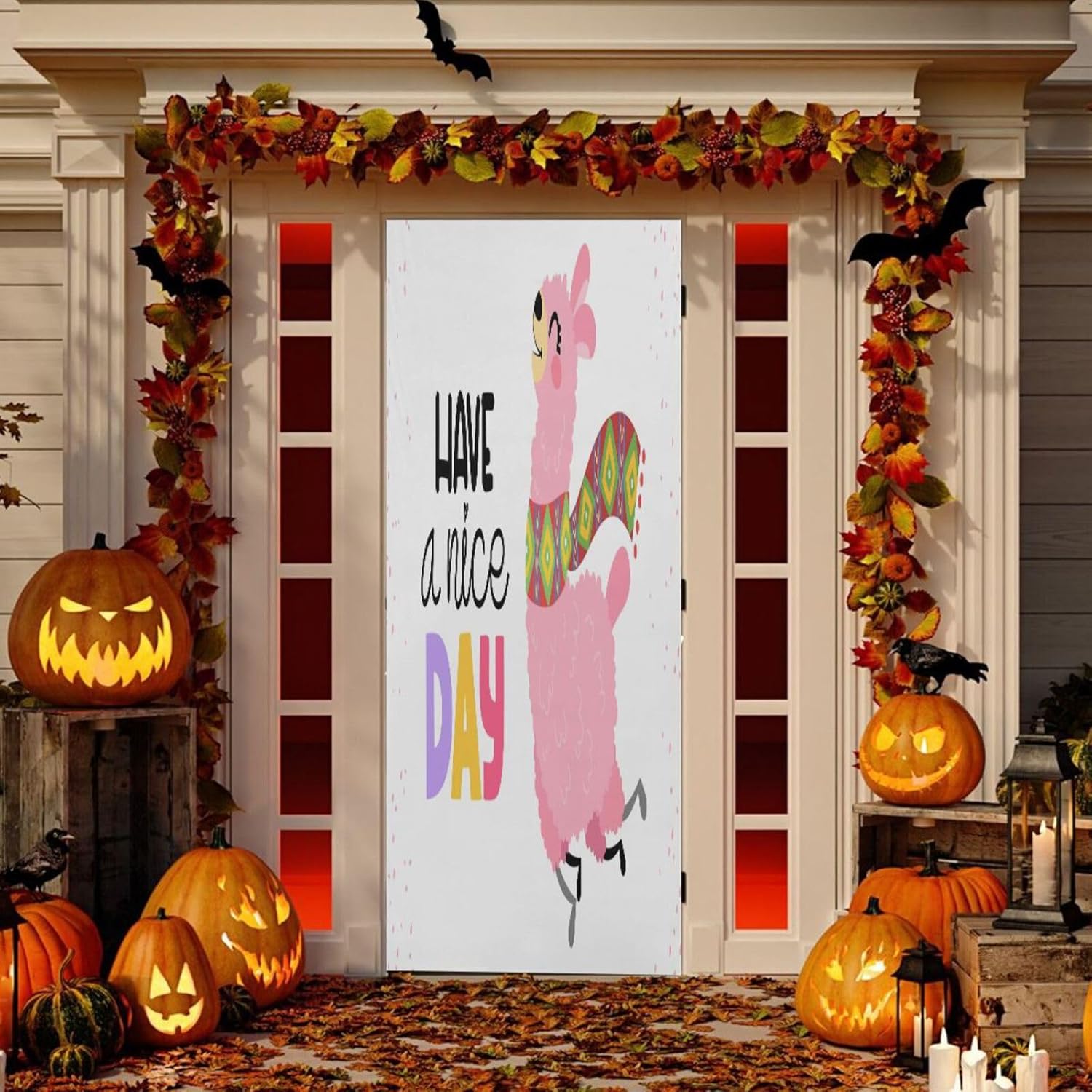 Susiyo Pink Funny Llama Door Cover Washable Elastic