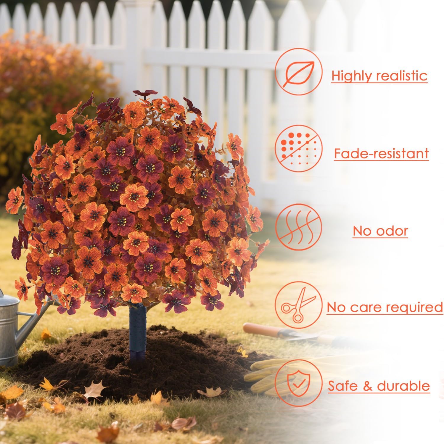 YUGYUM Set of 2 Fall Artificial Mums Flowers Boxwood Topiary
