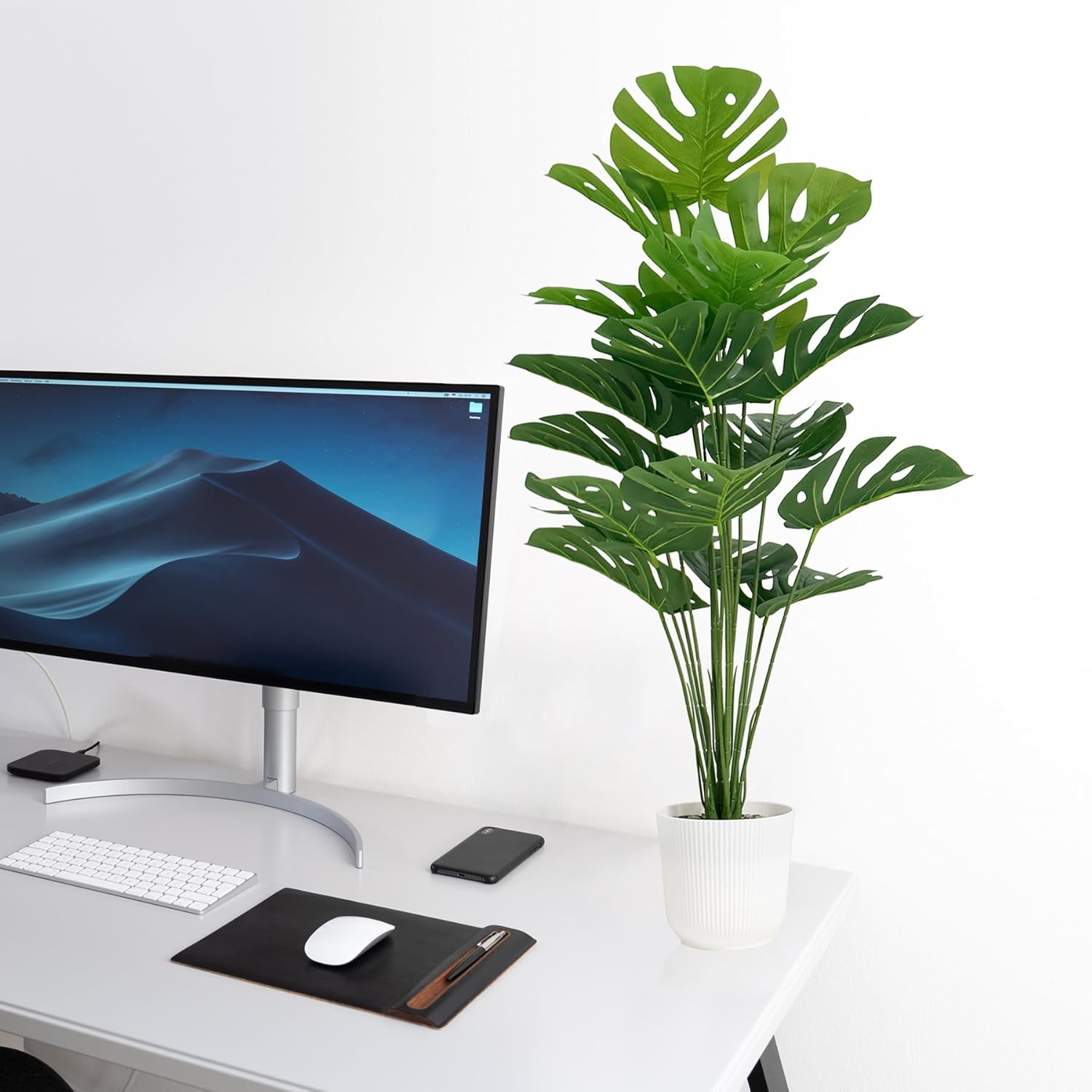 SAJANDAS 2 pcs Artificial Monstera Plants in Pots