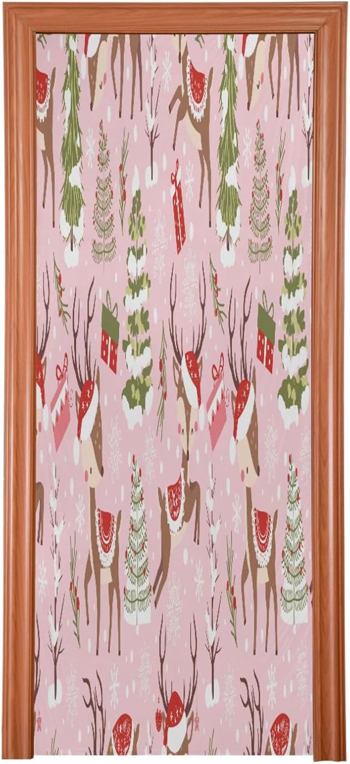 Susiyo Winter Deer Door Cover Christmas Decoration 32x79 in