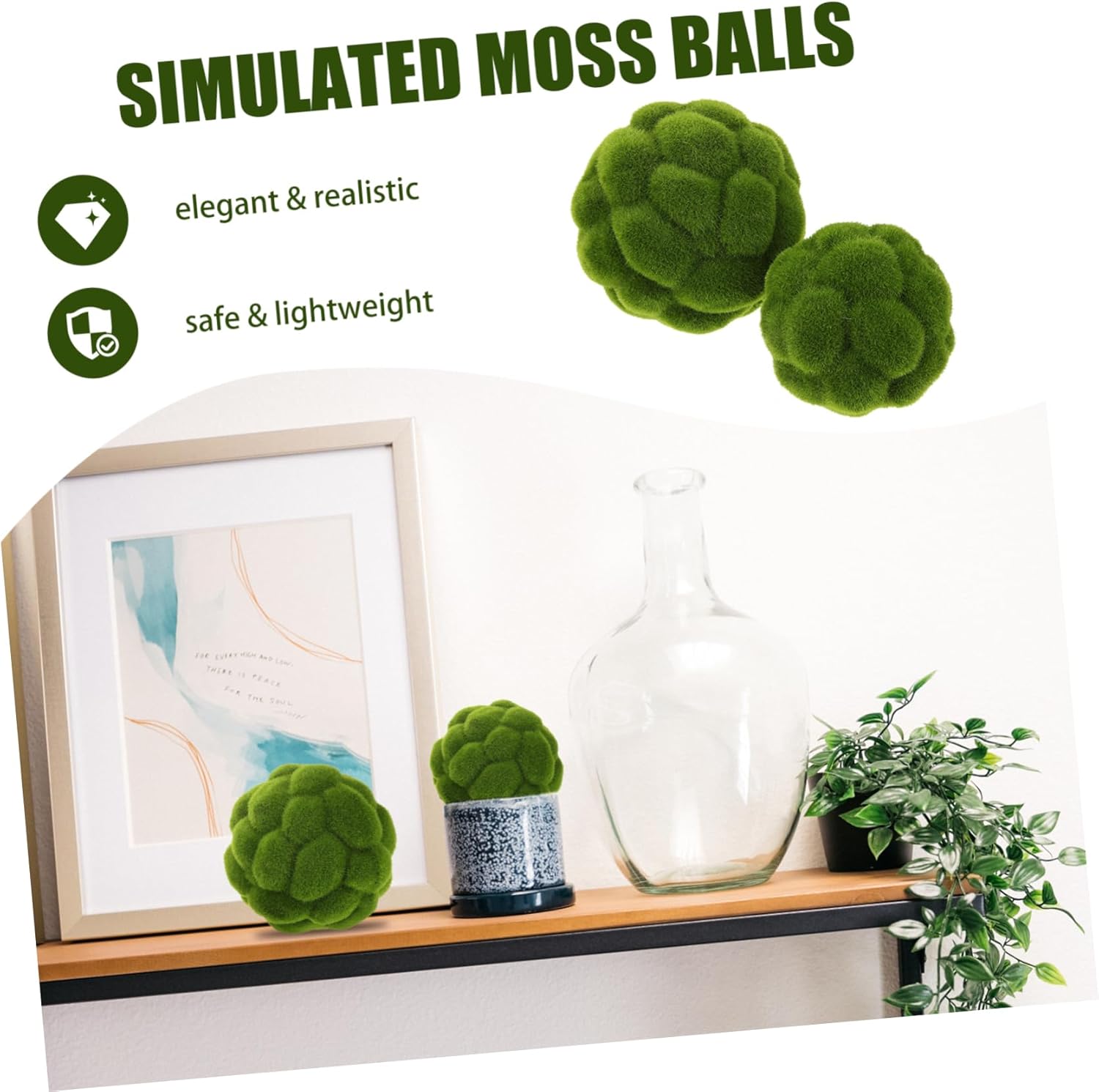 2pcs Artificial Topiary Moss Balls Decorative Garden Sphere