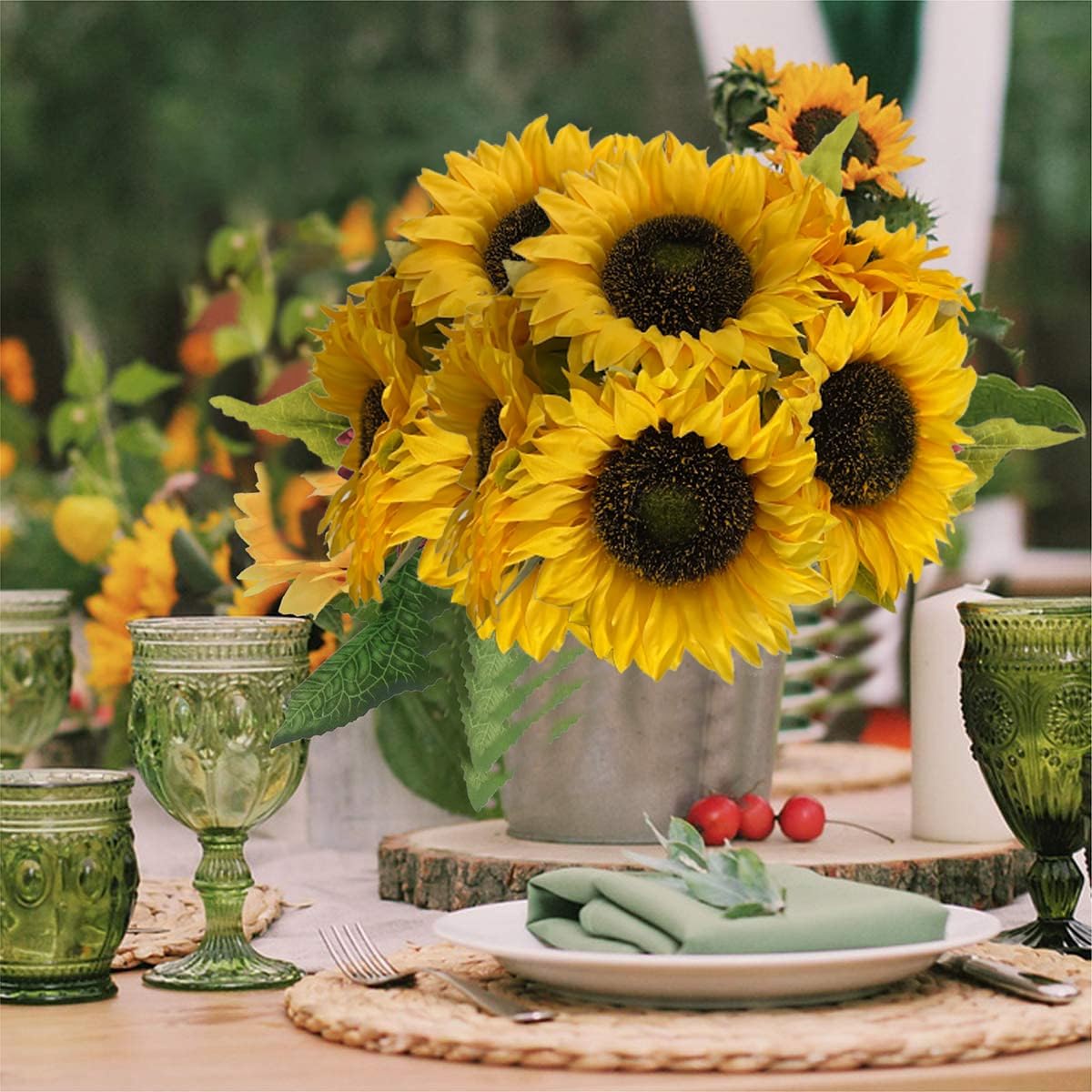 12PCS Artificial Sunflowers Silk Flower Wedding Decorations