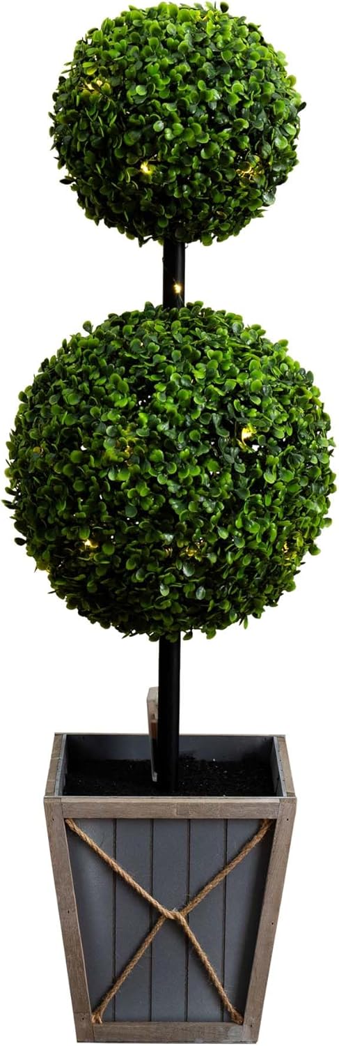 Nearly Natural 3ft UV Resistant Artificial Topiary with LED Lights