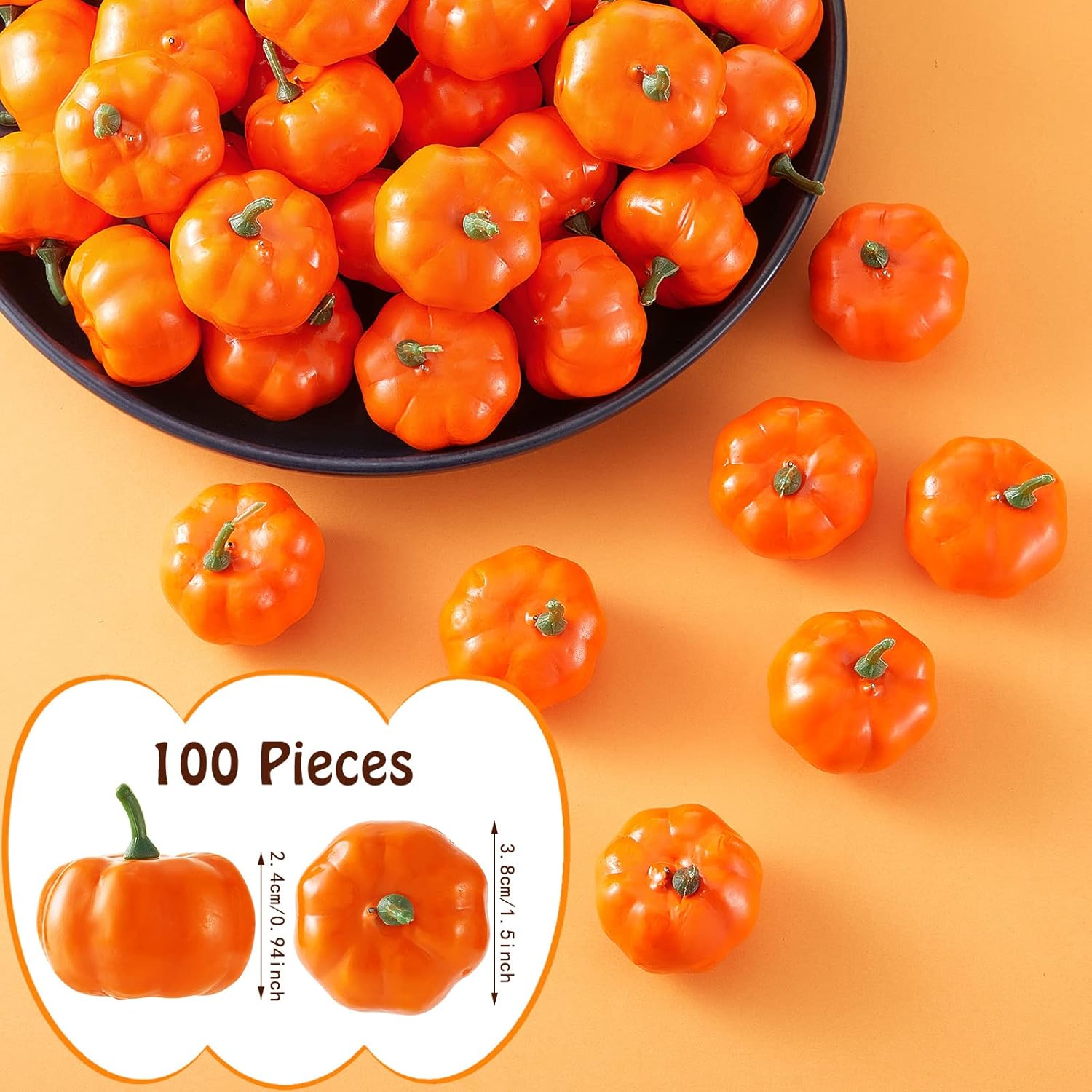 WILLBOND Artificial Mini Pumpkins 100 Pack Fall Decor