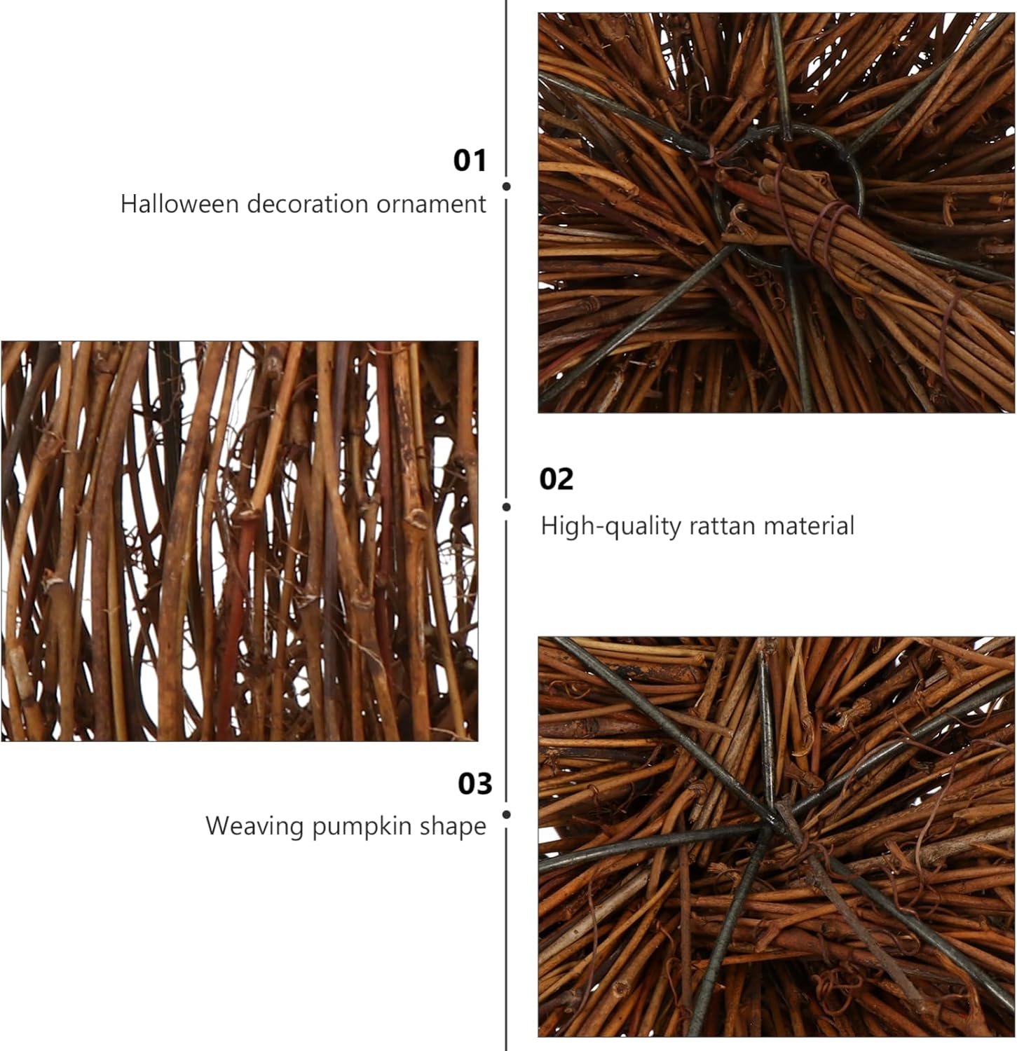 VOSAREA Halloween Rattan Pumpkin Decor 20CM