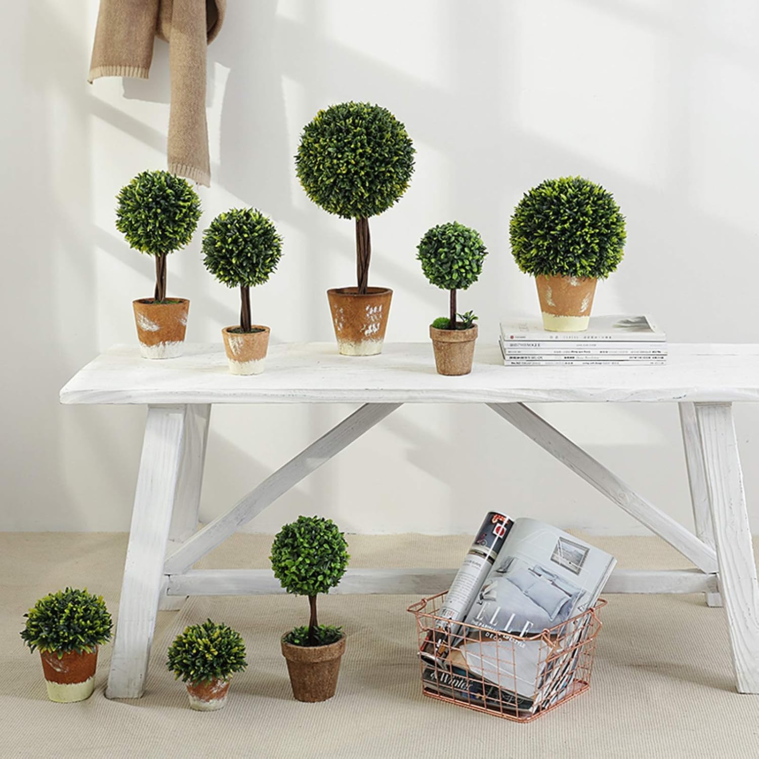 SUNESA Fake Plants Mini Artificial Topiary Shrub in Ceramic Pot