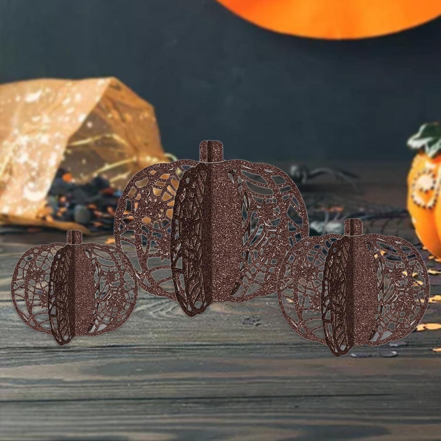 3 Pcs Artificial Pumpkins Decorations for Halloween and Thanksgiving