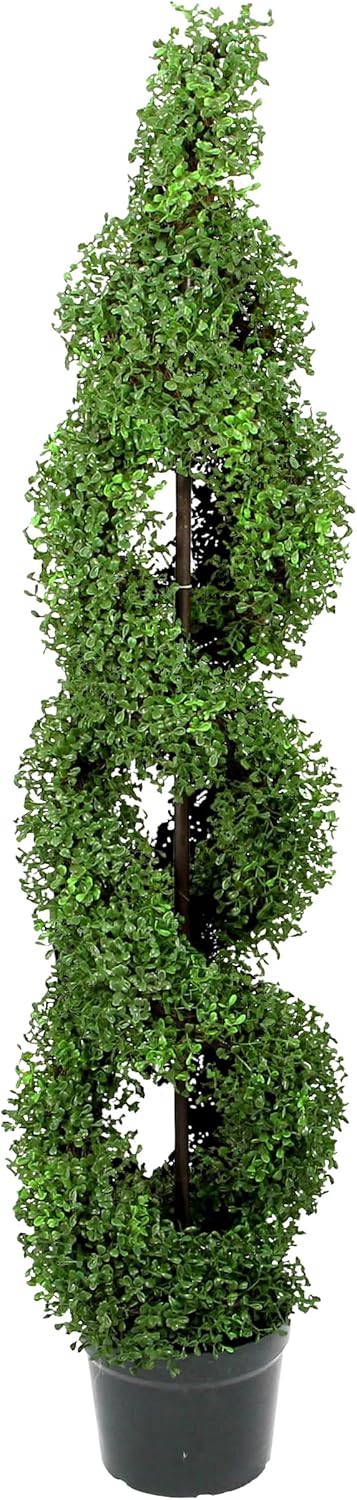 Admired By Nature 5 Foot Artificial Boxwood Topiary Tree with Spiral Design