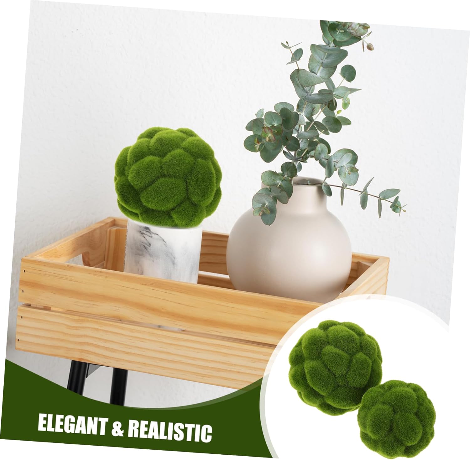2pcs Artificial Topiary Moss Balls Decorative Garden Sphere