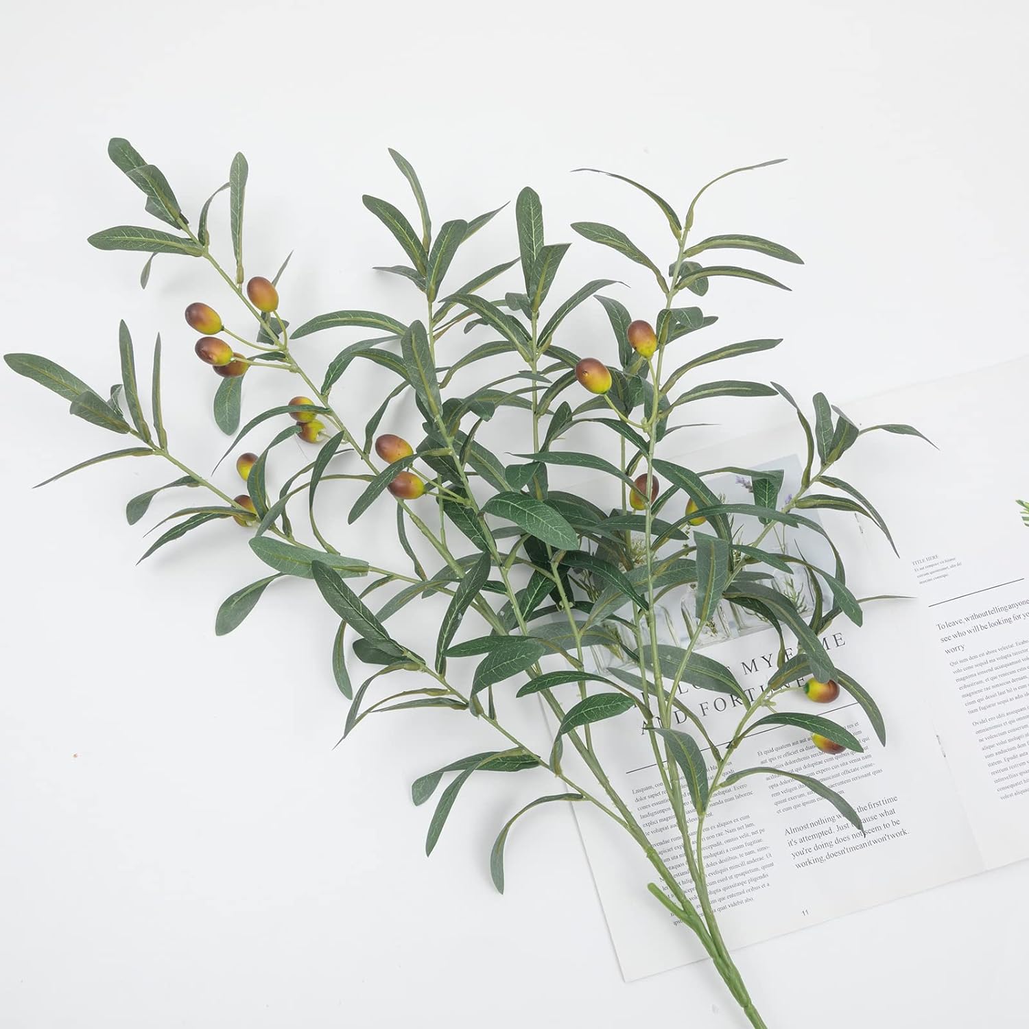 SHACOS 3 PCS 39 Inch Artificial Olive Tree Branches