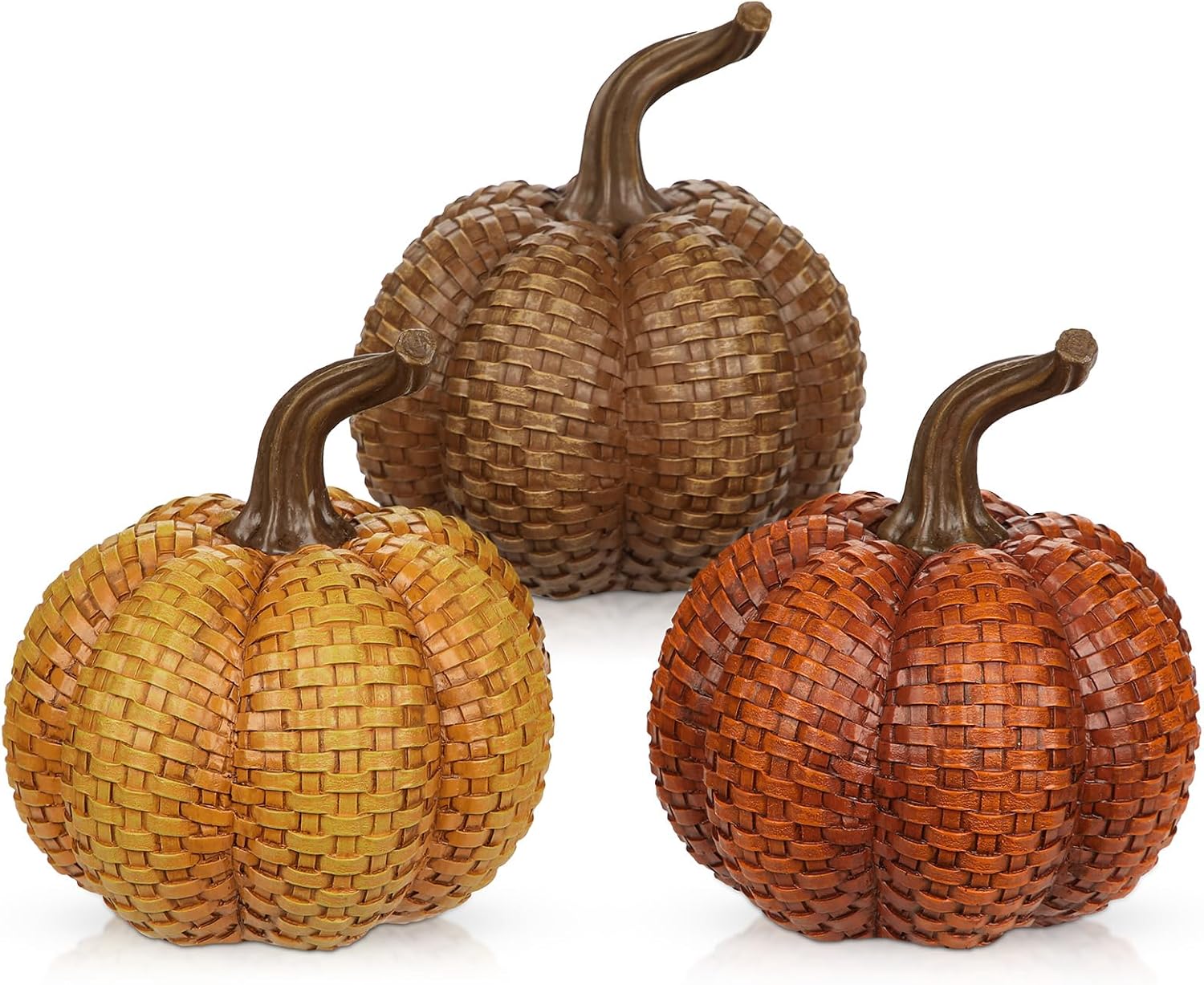 Hollyone Fall Resin Pumpkins Decor 3PCS
