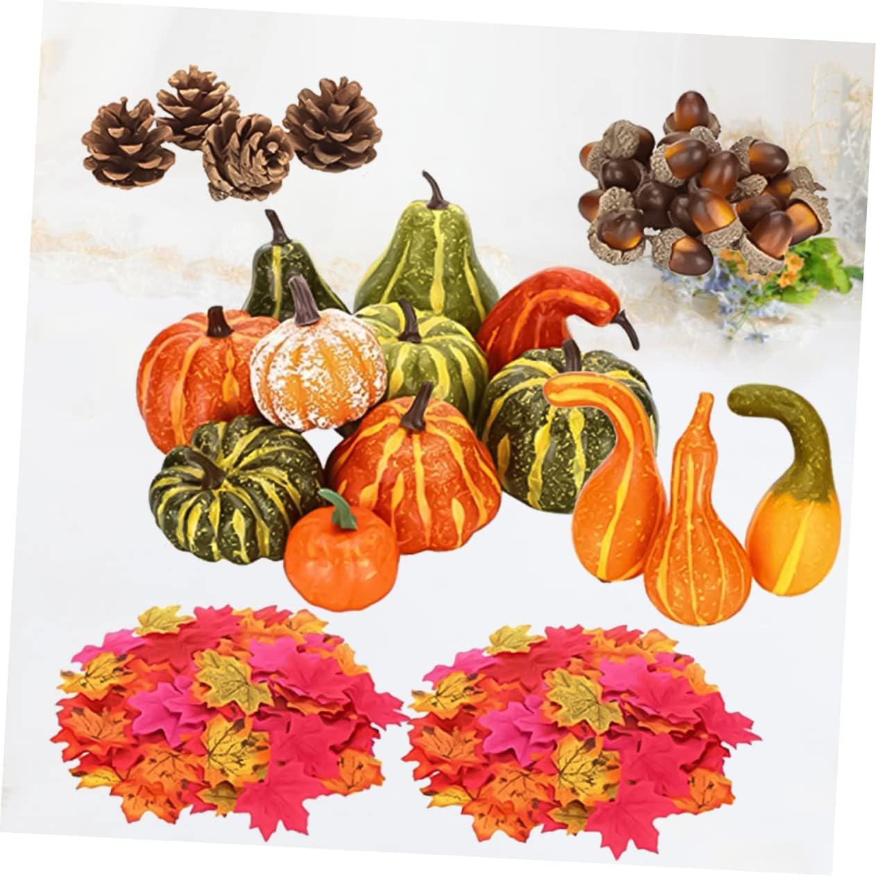 141pcs Artificial Pumpkin Acorn Maple Leaf Halloween Decor
