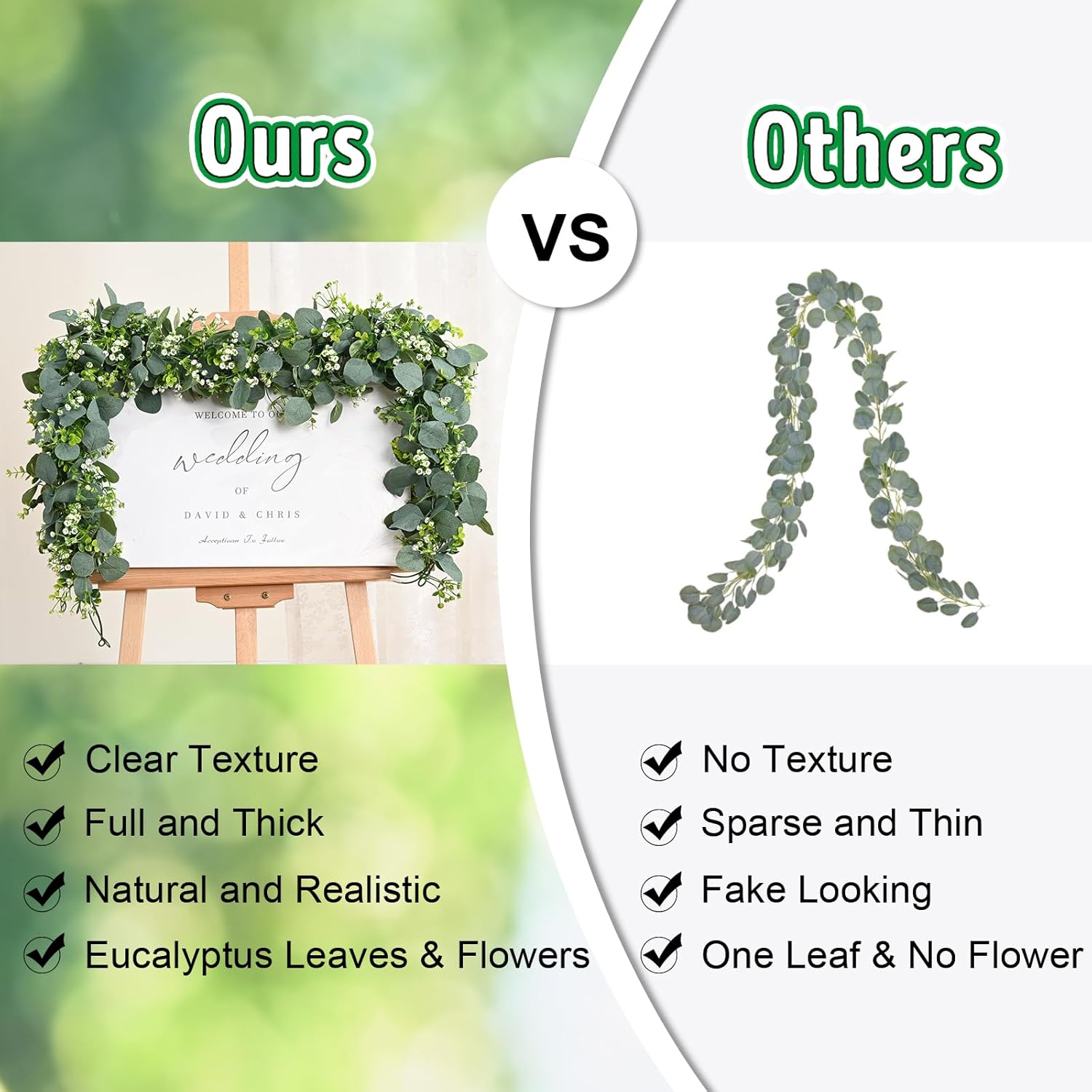 Waipfaru 2Pcs Eucalyptus Garland with Flowers