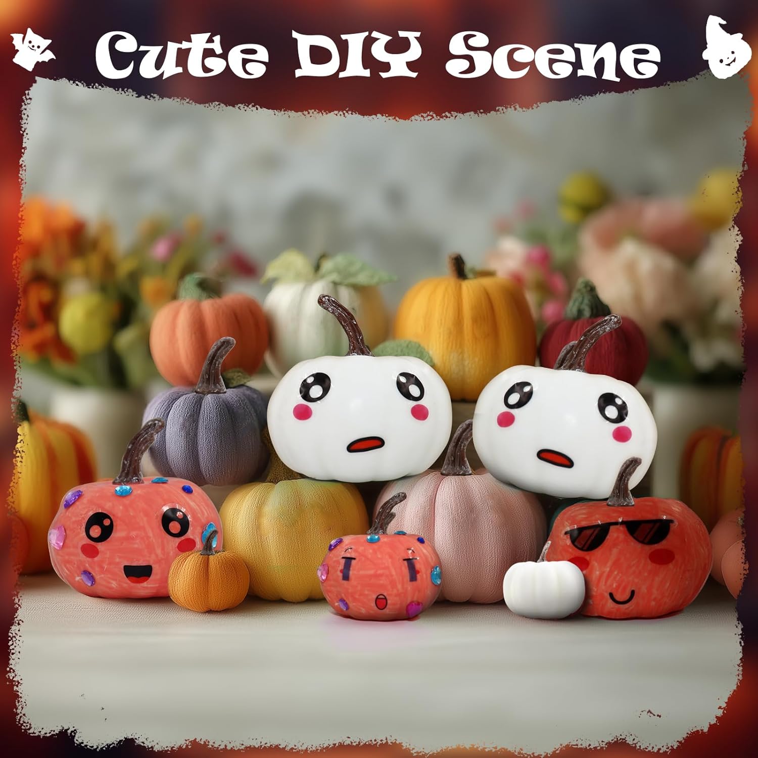 24 Pcs Paintable Foam Pumpkins Halloween Decor DIY Set