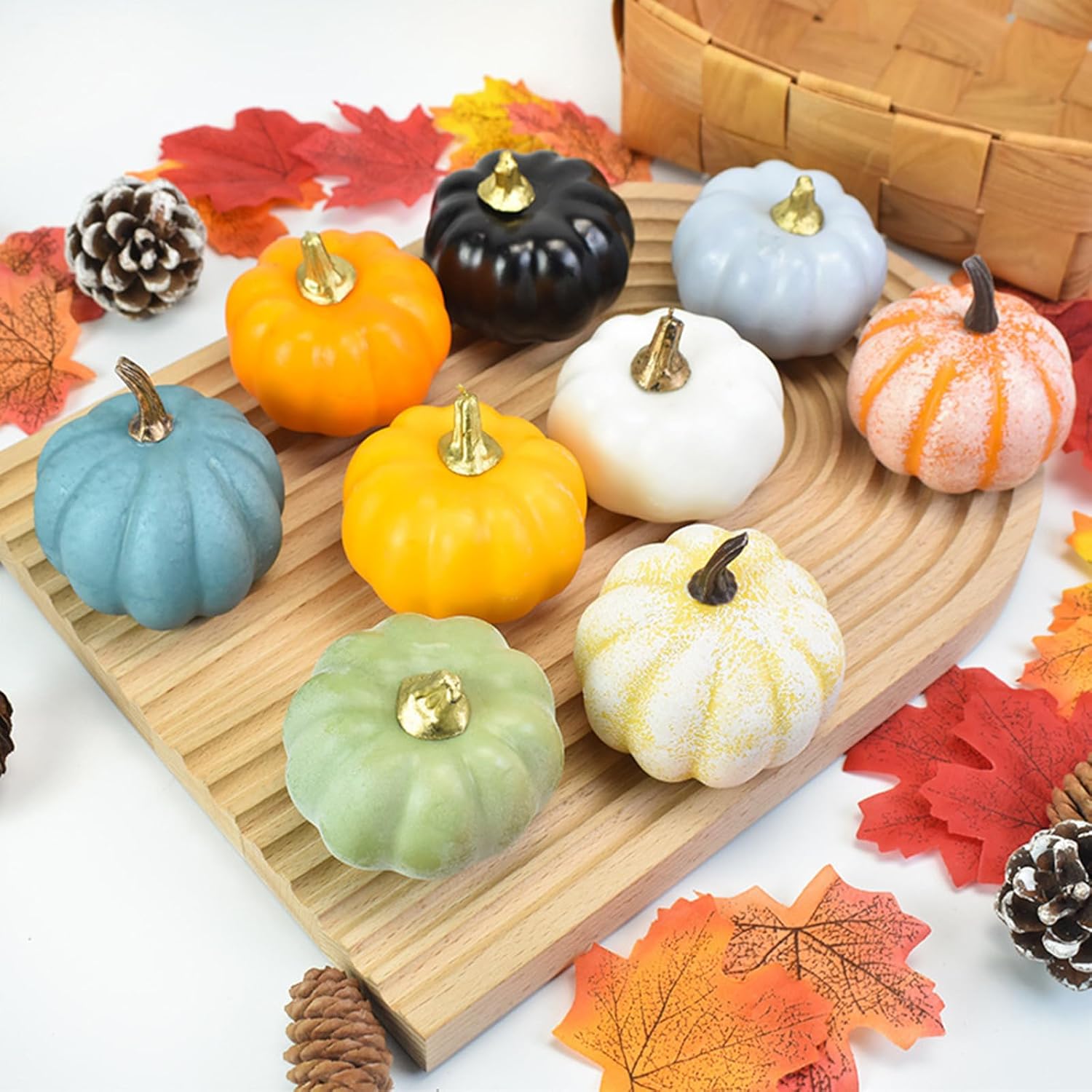 12Pcs Mini Halloween Pumpkin Decorations Set