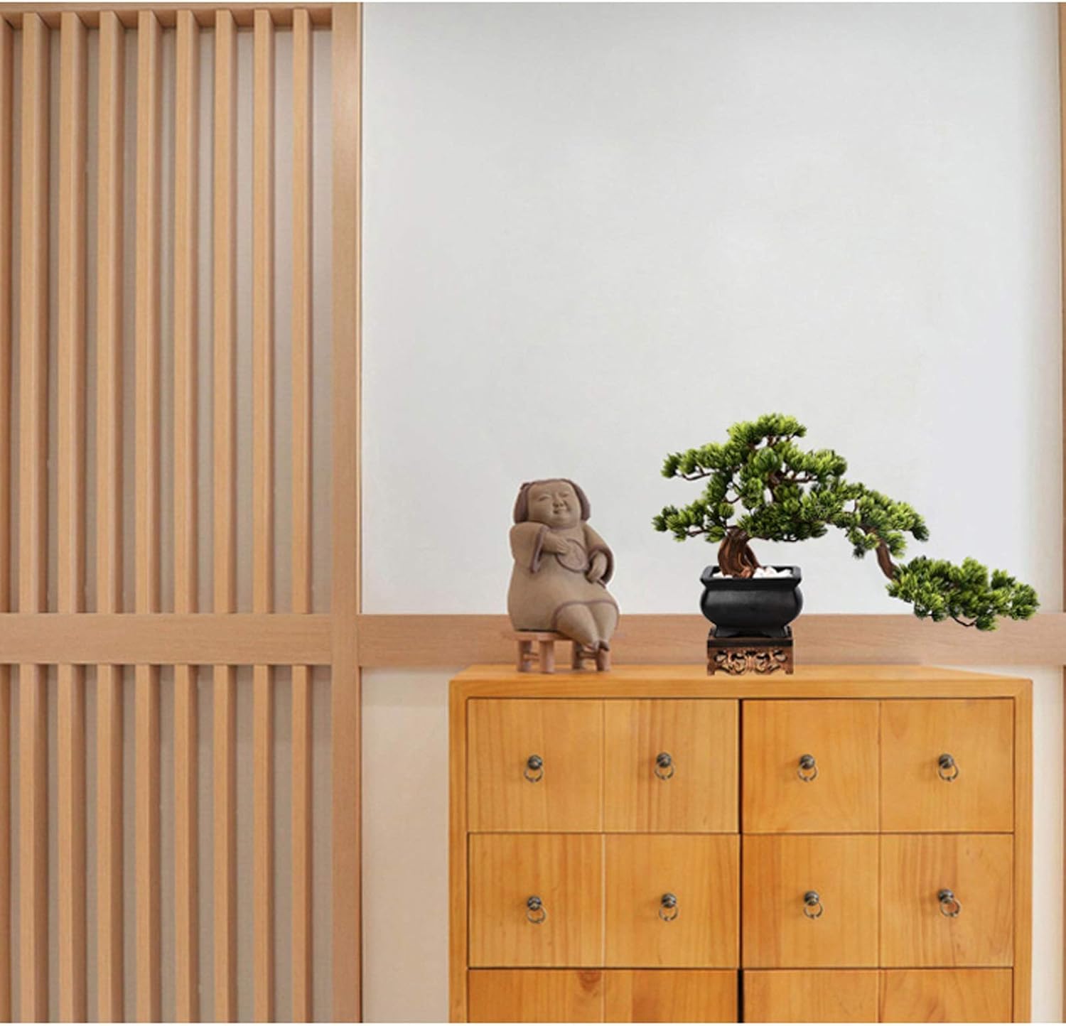 Artificial Bonsai Tree with Wooden Base for Home Office