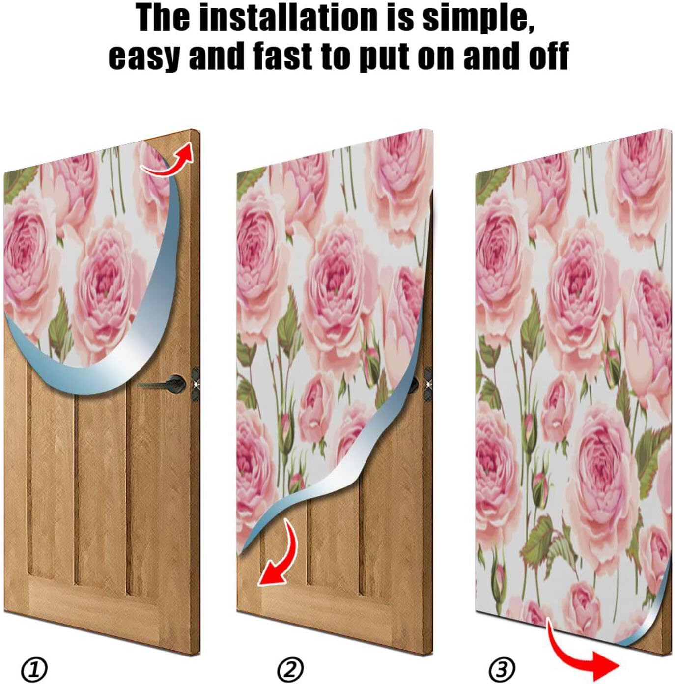 Susiyo Retro Pink Rose Halloween Door Cover