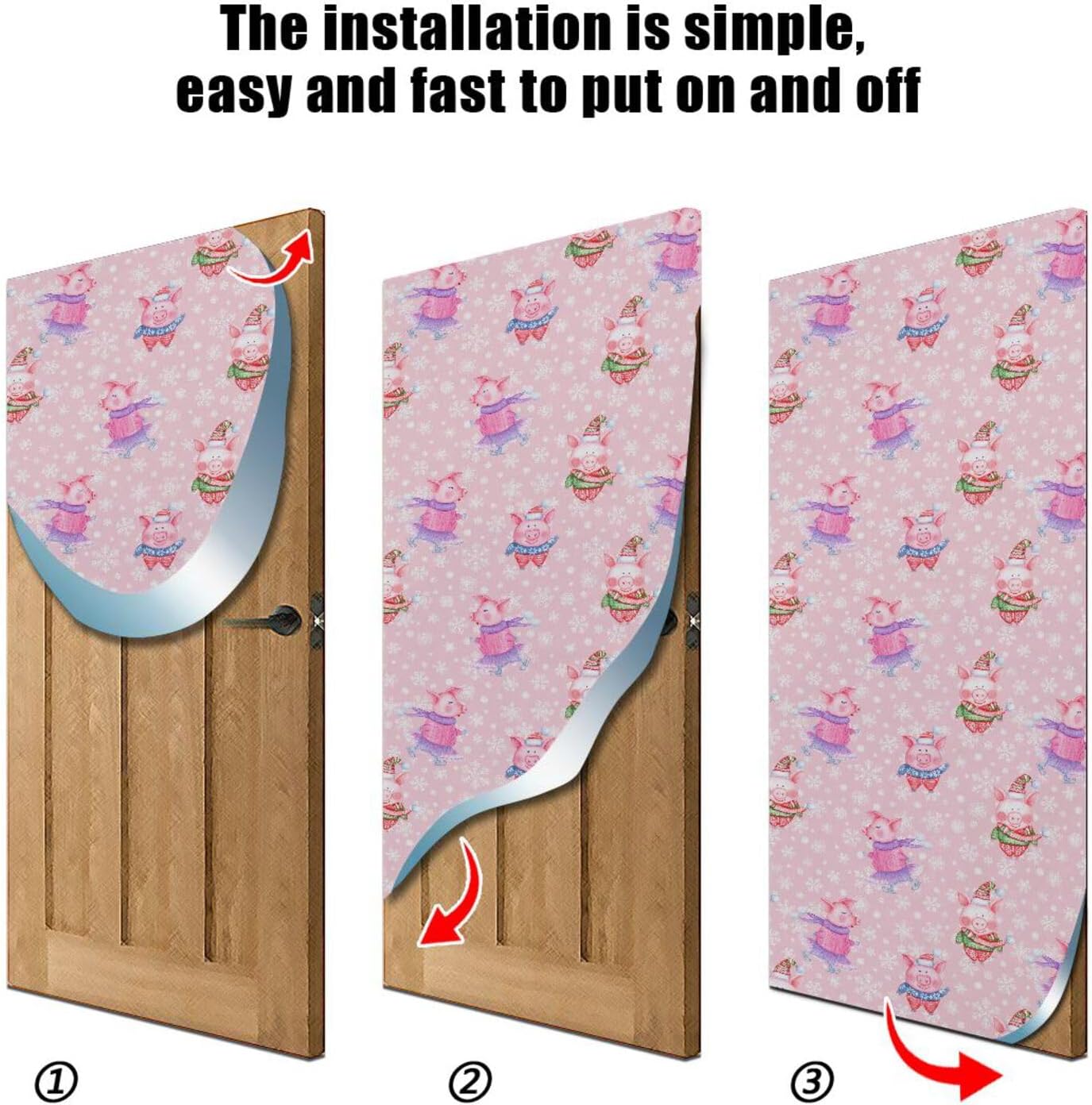 Susiyo Funny Pigs Christmas Door Cover Decoration