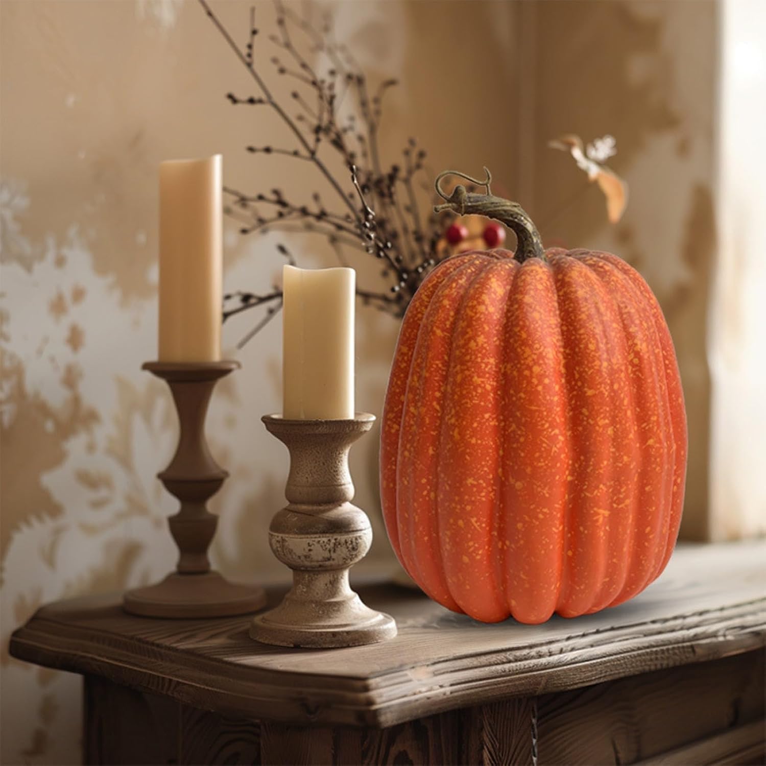 8 Inch Large Plastic Pumpkins for Fall Decor