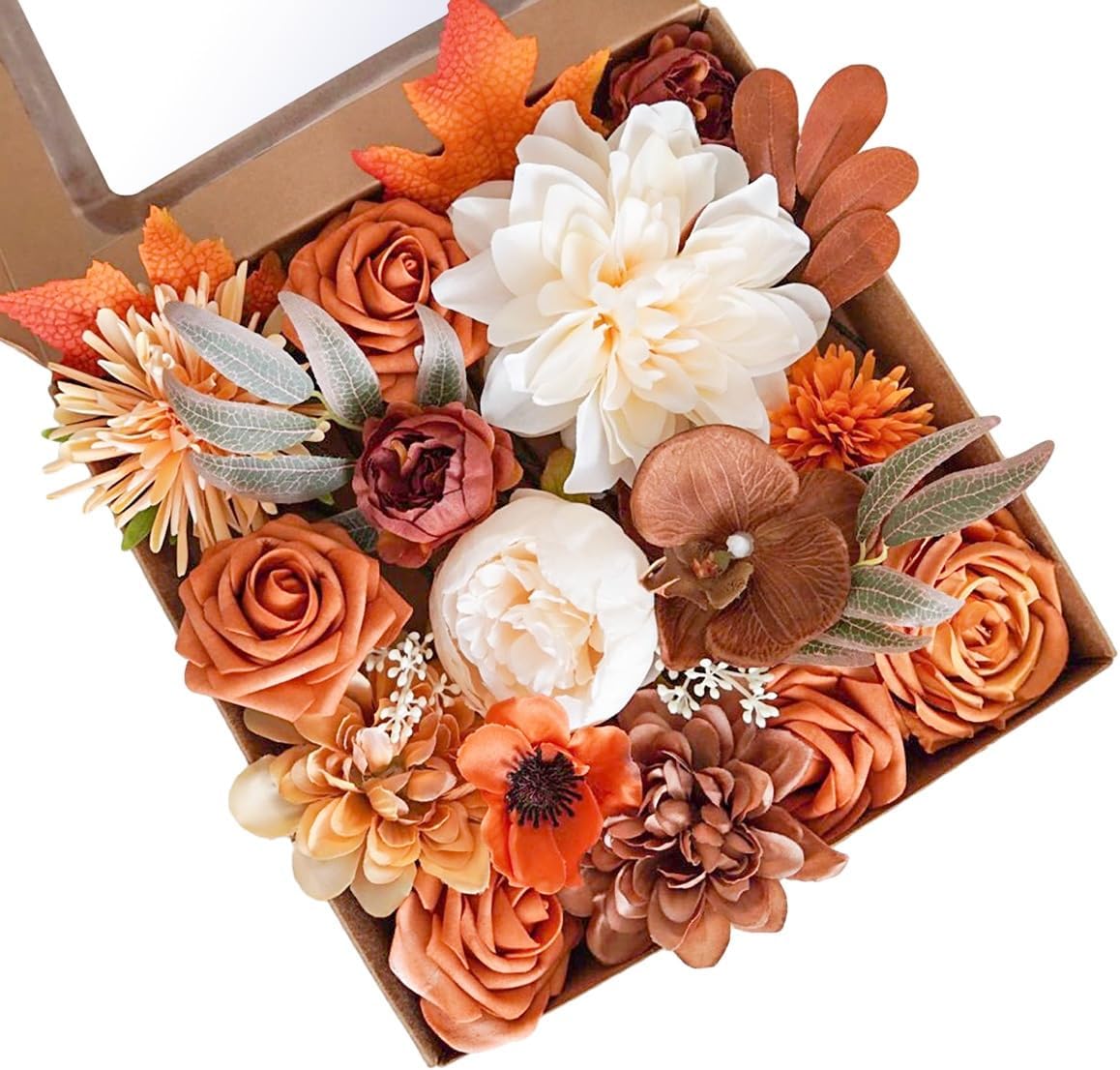 Akker Burnt Orange Artificial Wedding Flowers Combo Set