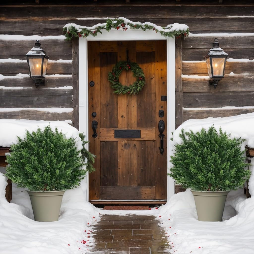 275 Inch Artificial Boxwood Topiary Trees 2 Pack UV Resistant Fake Evergreen