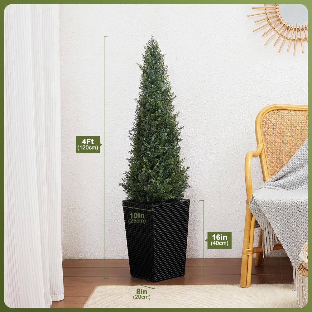 Artificial Cedar Topiary Tree with Black Planter