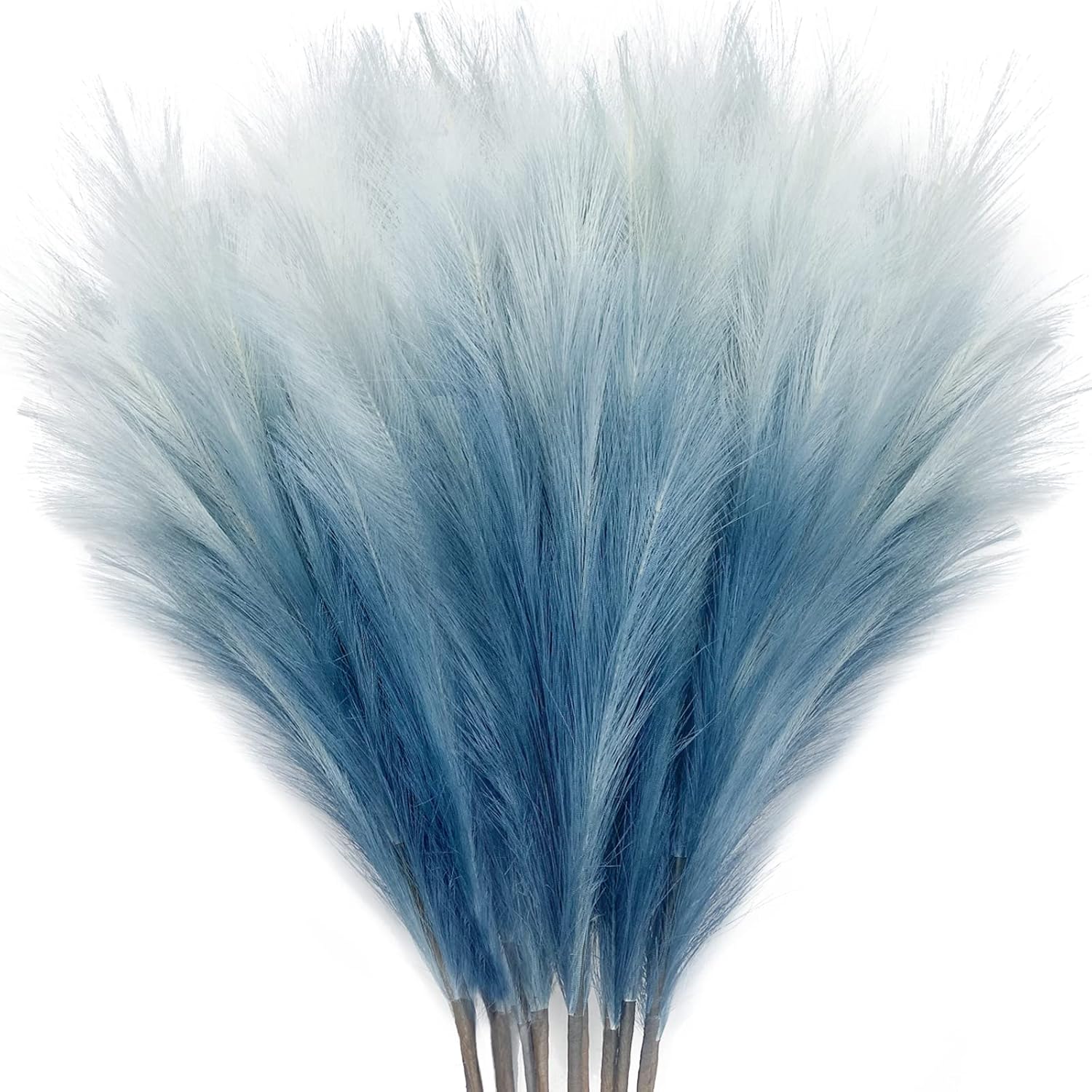 KALYLOC 8Pcs Blue Faux Pampas Grass Boho Decor