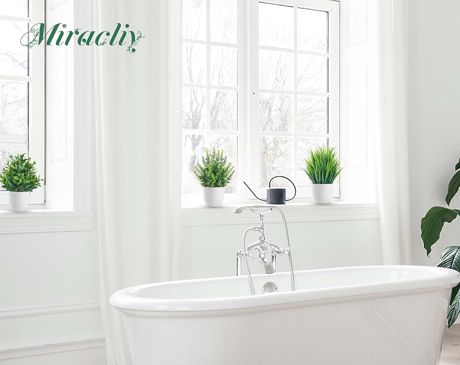 Miracliy 4 Pack Artificial Plants for Indoor Decor