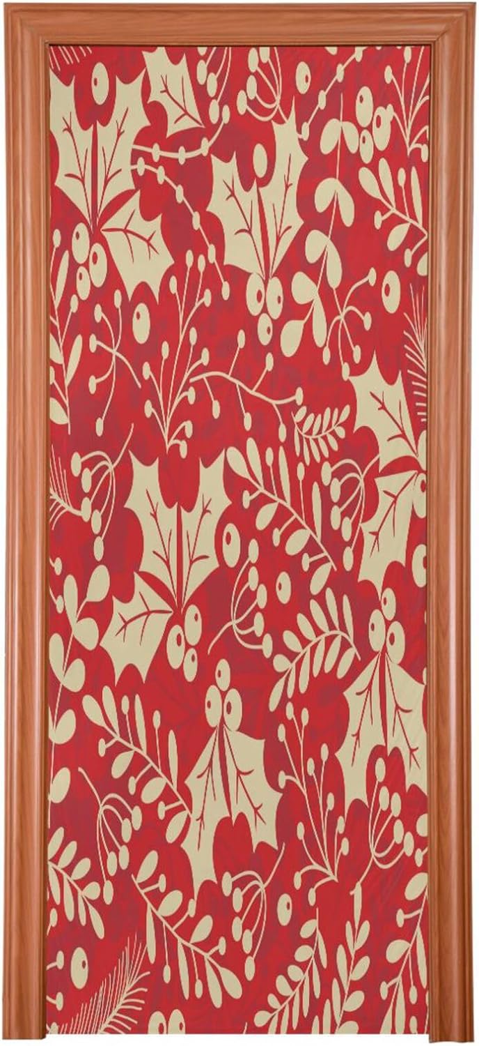 Susiyo Holly Leaves Berries Halloween Door Cover